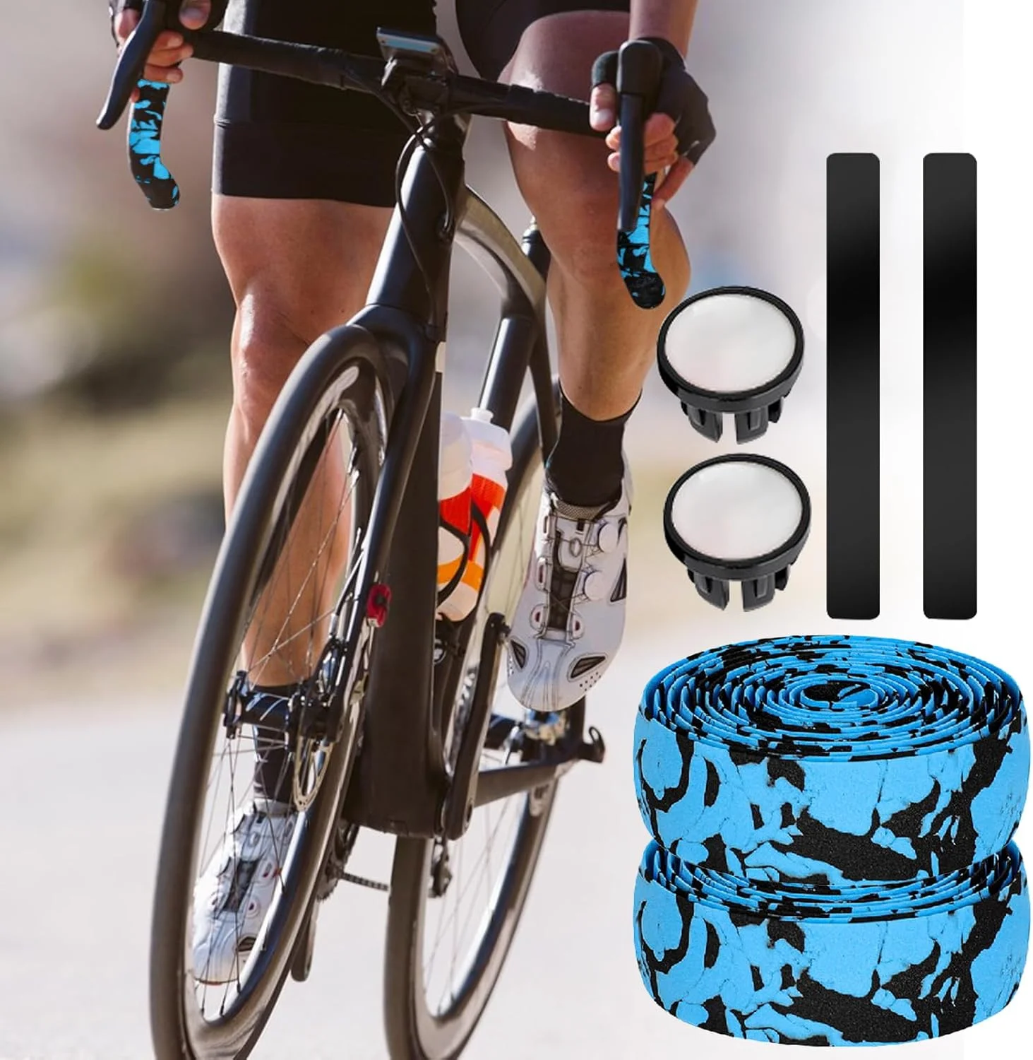 نوار فرمان دوچرخه - نوار چسب EVA با قابلیت جذب شوک، نوار فرمان دوچرخه کورسی | برای ارتقاء راحتی، نصب، کاهش لرزش، موتورسواری