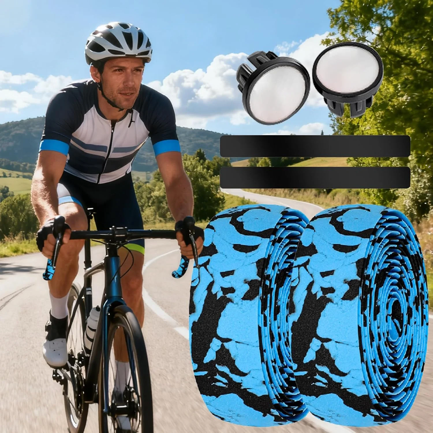 نوار فرمان دوچرخه - نوار EVA چسبی | نوار فرمان برای دوچرخه کورسی | برای ارتقاء راحتی، نصب، کاهش لرزش، موتورسواری نوار فرمان دوچرخه - نوار EVA چسبی | نوار فرمان برای دوچرخه کورسی | برای ارتقاء راحتی، نصب، کاهش لرزش، موتورسواری