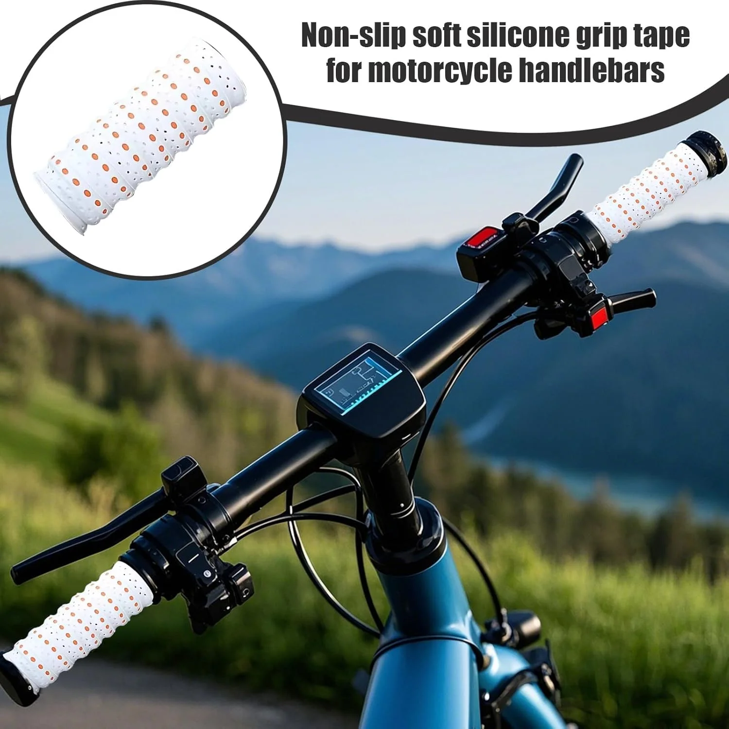 نوار فرمان دوچرخه، روکش سیلیکونی برای فرمان دوچرخه | نوار تنفسی ضد لغزش - برای دوچرخه سواری، دوچرخه های الکترونیکی، ورزش های کوهستانی، سواری، کمپینگ، تمرینات ورزشی و اسکوتر
