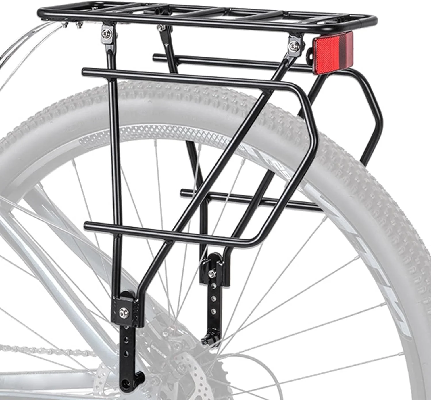 باربند دوچرخه - تلسکوپی با لوگوی بازتابنده، باربند عقب دوچرخه | برای حمل بار در جاده، کوهستان، رفت و آمد، شب - ایمنی در فضای باز، مردانه و زنانه