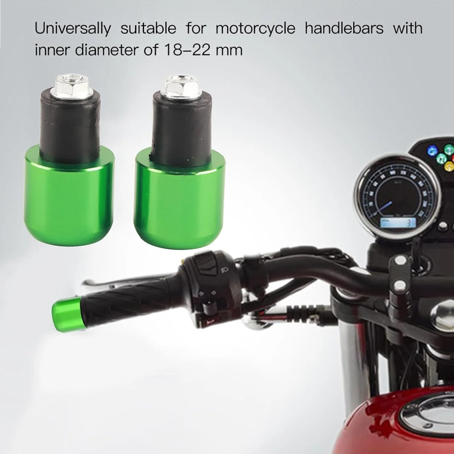 دو عدد وزنه سر دسته فرمان گرد موتورسیکلت یونیورسال 18-22 میلیمتری موریلیان، طراحی شیک، نصب آسان، عملکرد پایدار، جنس آلیاژ آلومینیوم، ضد زنگ، محکم و راحت (سبز) دو عدد وزنه سر دسته فرمان گرد موتورسیکلت یونیورسال 18-22 میلیمتری موریلیان، طراحی شیک، نصب آسان، عملکرد پایدار، جنس آلیاژ آلومینیوم، ضد زنگ، محکم و راحت (سبز)