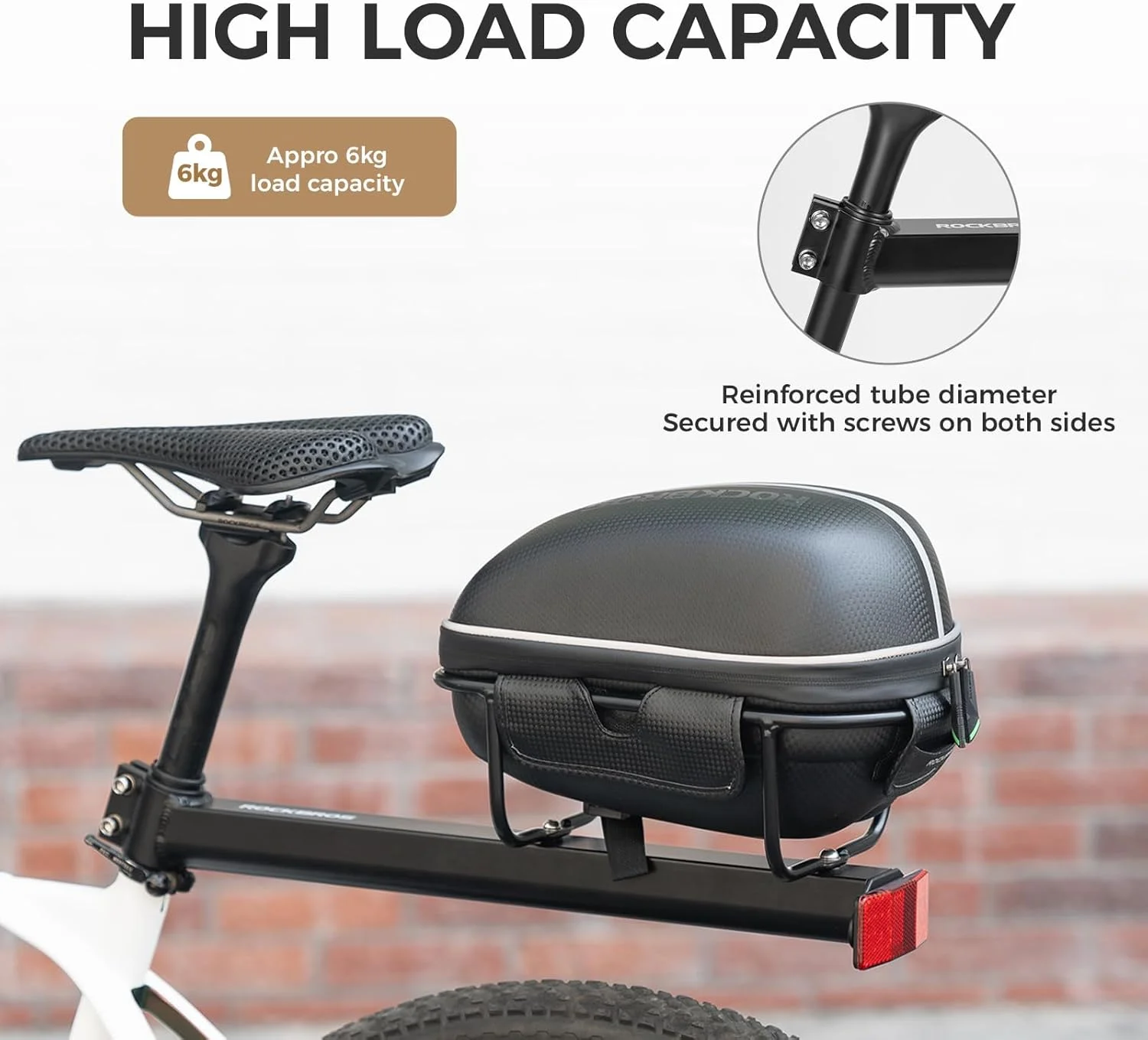 رکاب باربند دوچرخه ROCKBROS آلیاژ آلومینیوم با کیف پشتی 8 لیتری، شبرنگ و سیستم رهاسازی سریع، مناسب برای میله زین های گرد، ظرفیت بار 6 کیلوگرم برای دوچرخه کوهستان رکاب باربند دوچرخه ROCKBROS آلیاژ آلومینیوم با کیف پشتی 8 لیتری، شبرنگ و سیستم رهاسازی سریع، مناسب برای میله زین های گرد، ظرفیت بار 6 کیلوگرم برای دوچرخه کوهستان