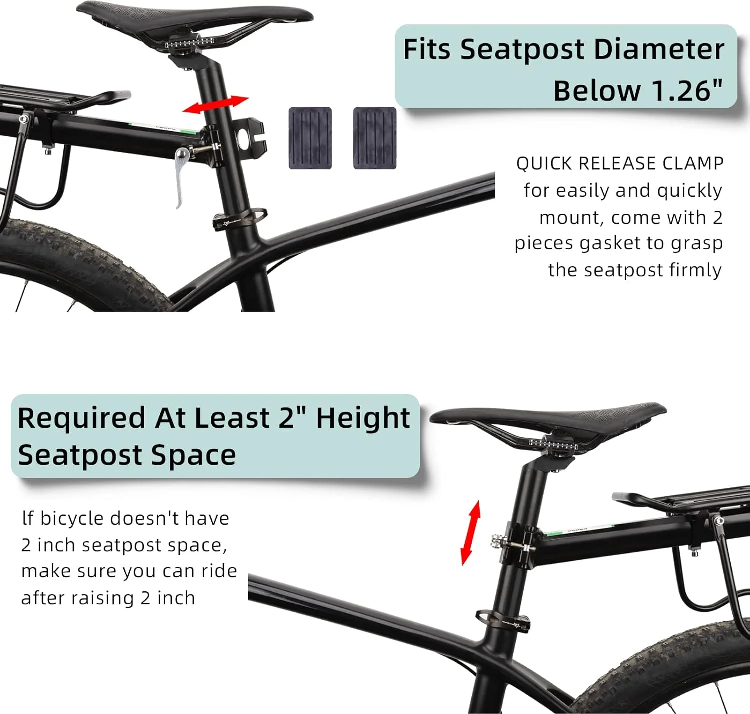 باربند عقب دوچرخه ROCKBROS، قابل تنظیم، با قابلیت جداسازی سریع، باربند حمل بار دوچرخه، آلیاژ آلومینیوم، مناسب برای دوچرخه کوهستان و جاده، ظرفیت جهانی تا 75 کیلوگرم باربند عقب دوچرخه ROCKBROS، قابل تنظیم، با قابلیت جداسازی سریع، باربند حمل بار دوچرخه، آلیاژ آلومینیوم، مناسب برای دوچرخه کوهستان و جاده، ظرفیت جهانی تا 75 کیلوگرم