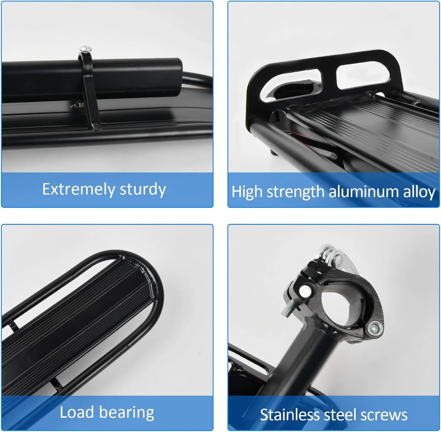 باربند ترکبند عقب دوچرخه، آلیاژ آلومینیوم با نصب سریع، ظرفیت 10 کیلوگرم، مناسب برای دوچرخههای جادهای و کوهستانی (مشکی) باربند ترکبند عقب دوچرخه، آلیاژ آلومینیوم با نصب سریع، ظرفیت 10 کیلوگرم، مناسب برای دوچرخههای جادهای و کوهستانی (مشکی)