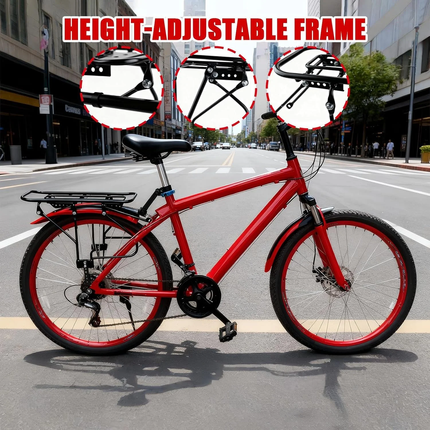 باربند عقب دوچرخه | نصب فولاد سنگین با ظرفیت 200 کیلوگرم | باربند بار قابل تنظیم فولادی دوچرخه - برای دوچرخه سواری، رفت و آمد جاده ای، کار، تحویل، مسافرت، پیک نیک، خرید مواد غذایی باربند عقب دوچرخه | نصب فولاد سنگین با ظرفیت 200 کیلوگرم | باربند بار قابل تنظیم فولادی دوچرخه - برای دوچرخه سواری، رفت و آمد جاده ای، کار، تحویل، مسافرت، پیک نیک، خرید مواد غذایی