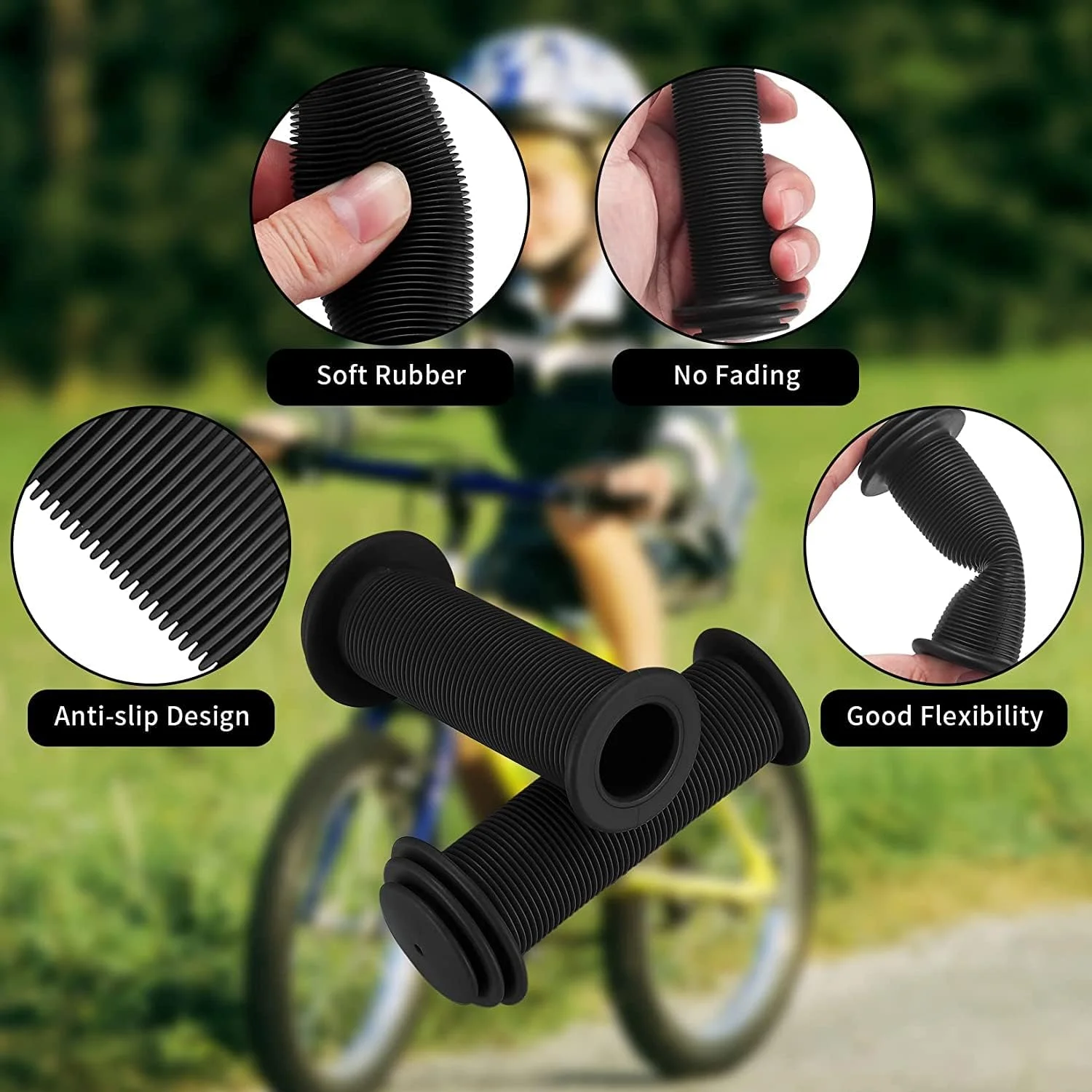 دستگیره فرمان دوچرخه SYOSI 22 میلیمتری لاستیکی ضد لغزش برای دوچرخههای کوهستانی BMX استاندارد کودکان - مشکی/قرمز 2 جفت دستگیره فرمان دوچرخه SYOSI 22 میلیمتری لاستیکی ضد لغزش برای دوچرخههای کوهستانی BMX استاندارد کودکان - مشکی/قرمز 2 جفت