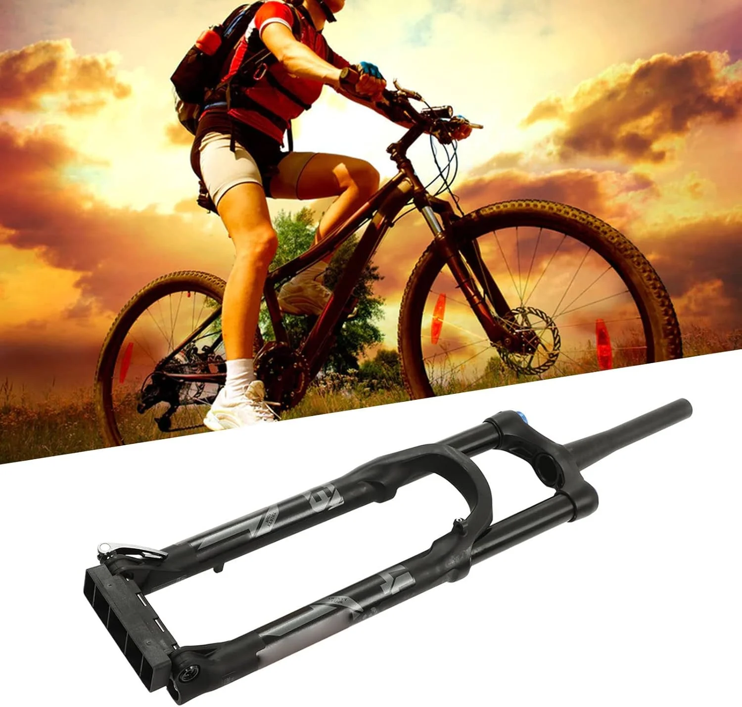 دوشاخ جلوی دوچرخه، پل کمانی ضخیم با کنترل قفل‌شونده خوب، دوشاخ کمک فنر جلوی دوچرخه 175 میلی‌متری مشکی برای فضای باز