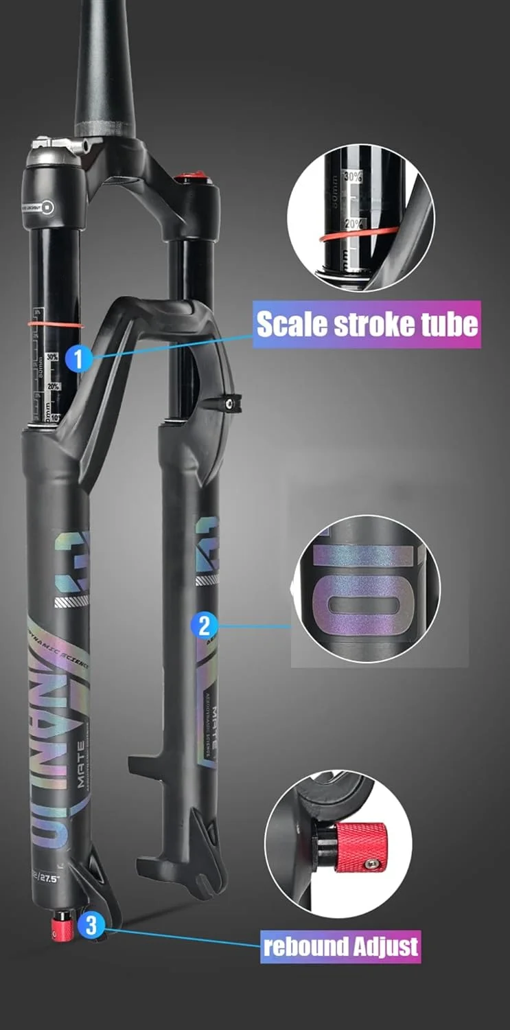 دوشاخ دوچرخه کوهستان 26/27.5/29 اینچ، دوشاخ تعلیق بادی با دامنه حرکتی 120 میلی متر، تنظیم برگشت، محور 15 میلی متری، دوشاخ جلوی دوچرخه کوهستان 1-1/2 اینچ مخروطی دستی/ریموت (رنگ: ریموت، سایز: 27.5 اینچ) دوشاخ دوچرخه کوهستان 26/27.5/29 اینچ، دوشاخ تعلیق بادی با دامنه حرکتی 120 میلی متر، تنظیم برگشت، محور 15 میلی متری، دوشاخ جلوی دوچرخه کوهستان 1-1/2 اینچ مخروطی دستی/ریموت (رنگ: ریموت، سایز: 27.5 اینچ)