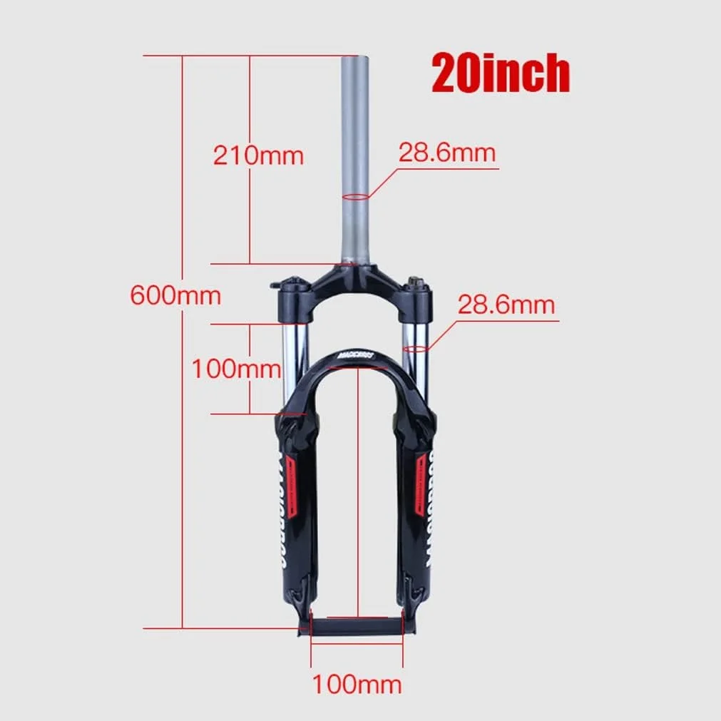دوشاخ تعلیق دوچرخه 20 اینچی، دوشاخ مکانیکی با دامنه حرکت 80 میلی متر، مناسب برای دوچرخه کوهستان، BMX و تاشو، دوشاخ جلو 1-1/8 اینچ، دوشاخ مستقیم QR 9 میلی متری با قفل دستی (رنگ: قرمز 20 اینچ)
