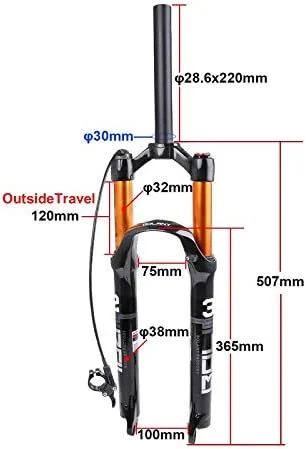دوشاخ کمک فنر دوچرخه کوهستان 27.5/29 اینچ، دوشاخ جلو فنری کمک فنر آلیاژ آلومینیوم با لوله فرمان مستقیم برای لوازم جانبی دوچرخه (قفل دستی/قفل از راه دور)
