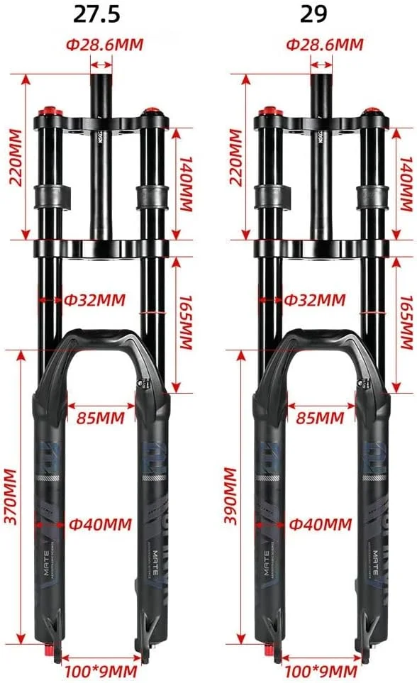دوشاخ تعلیق بادی دوچرخه کوهستان 27.5 29 اینچ، مناسب سراشیبی DH/XC، با طول حرکت 150 میلی متر، دوشاخ مستقیم 28.6 میلی متری با قابلیت تنظیم برگشت و QR، دارای قفل دوشاخ تعلیق بادی دوچرخه کوهستان 27.5 29 اینچ، مناسب سراشیبی DH/XC، با طول حرکت 150 میلی متر، دوشاخ مستقیم 28.6 میلی متری با قابلیت تنظیم برگشت و QR، دارای قفل