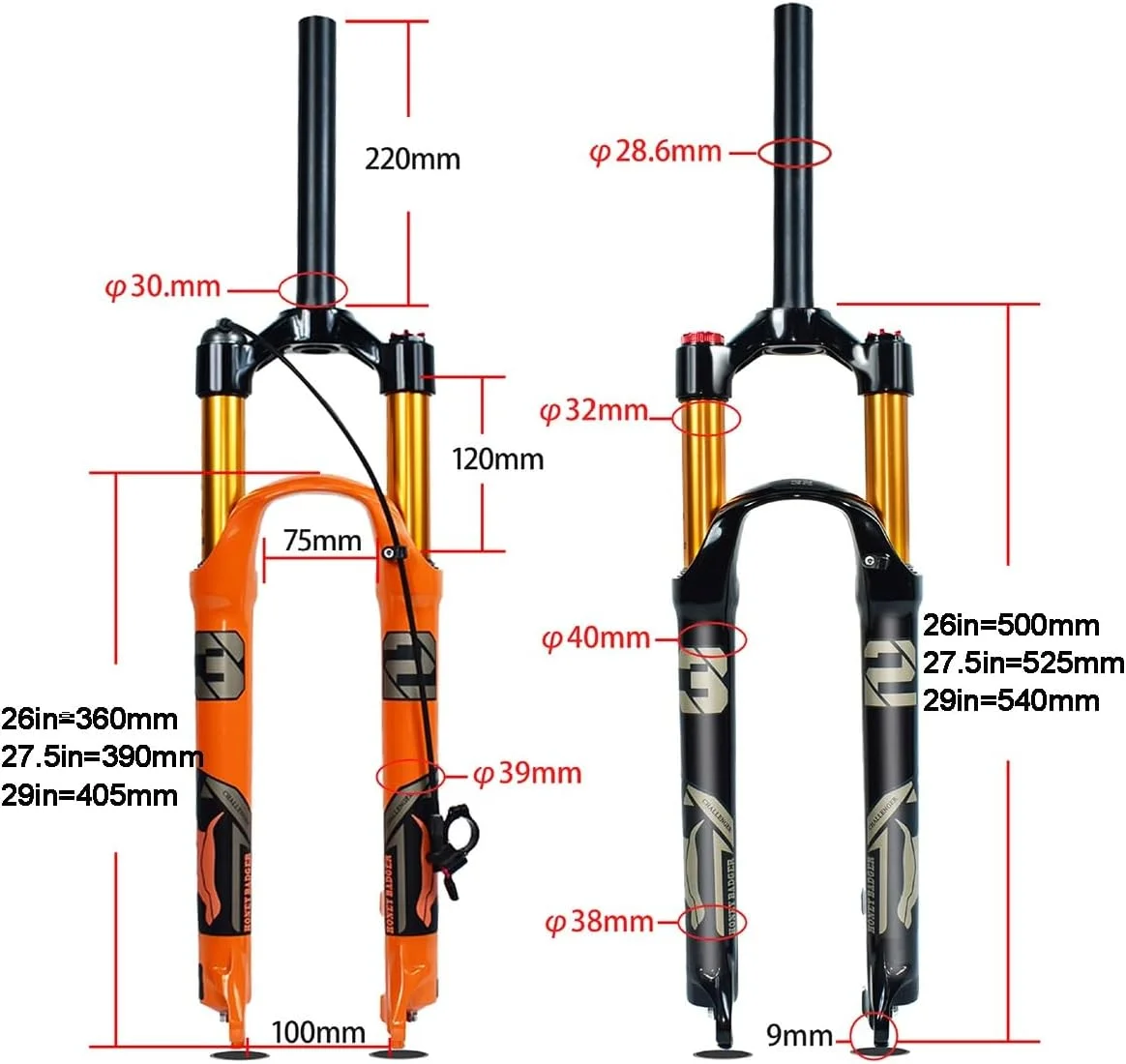 دوشاخ کمک فنر دوچرخه کوهستان سایز 26 27.5 29 اینچ، لوله صاف 1 1/8 اینچ، مناسب برای دوچرخه کوهستان، توریستی، تاشو، XC، دوچرخه های الکترونیکی، 120 میلی متر حرکت، محور QR 100×9 میلی متر دوشاخ کمک فنر دوچرخه کوهستان سایز 26 27.5 29 اینچ، لوله صاف 1 1/8 اینچ، مناسب برای دوچرخه کوهستان، توریستی، تاشو، XC، دوچرخه های الکترونیکی، 120 میلی متر حرکت، محور QR 100×9 میلی متر