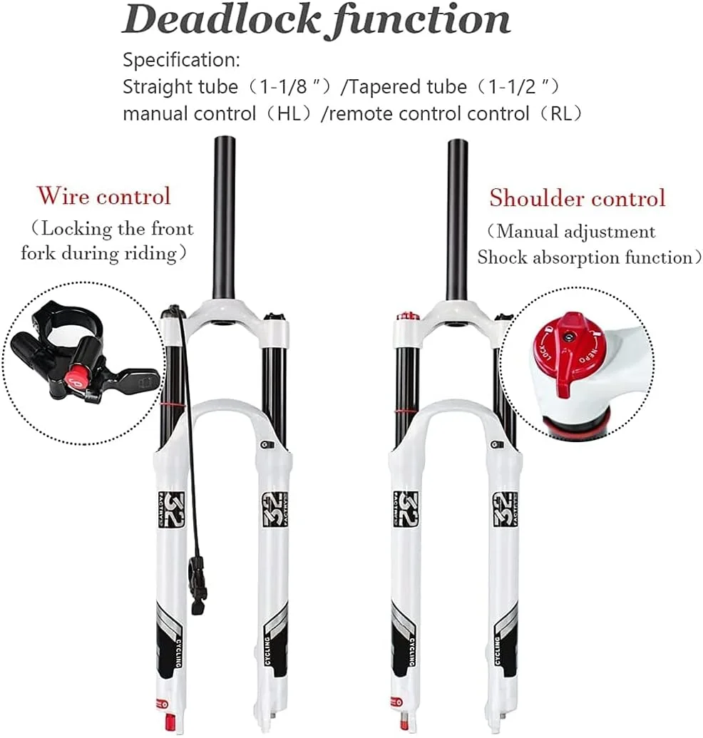 دوشاخ جلو بادی دوچرخه کوهستان 26 27.5 29 اینچ، آلیاژ منیزیم 1-1/8 اینچ، دوشاخ مستقیم فنری دوچرخه کوهستان با دامنه حرکت 140 میلی متر