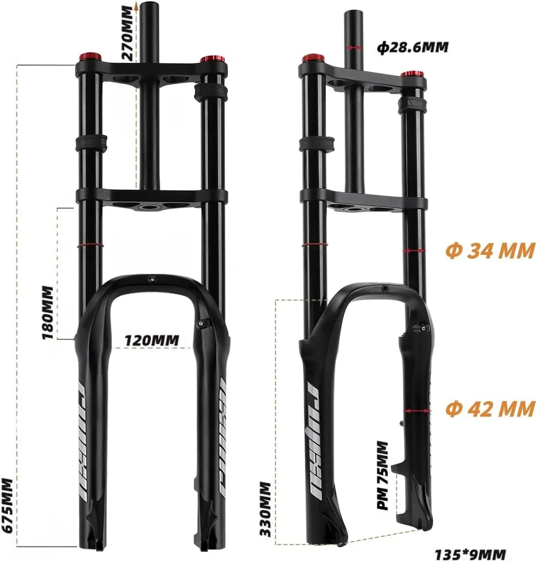 دوشاخ کمک فنر دوچرخه چاق 20 اینچ با تایر چاق 4.0 اینچی، دوشاخ تعلیق دوچرخه کوهستان با طول حرکت 120 میلی متر، لوله مستقیم 28.6 میلی متر، دوشاخ بادی با شانه دوبل، تنظیم برگشت، ترمز دیسکی QR 9 * 135 میلی متر (مشکی) دوشاخ کمک فنر دوچرخه چاق 20 اینچ با تایر چاق 4.0 اینچی، دوشاخ تعلیق دوچرخه کوهستان با طول حرکت 120 میلی متر، لوله مستقیم 28.6 میلی متر، دوشاخ بادی با شانه دوبل، تنظیم برگشت، ترمز دیسکی QR 9 * 135 میلی متر (مشکی)