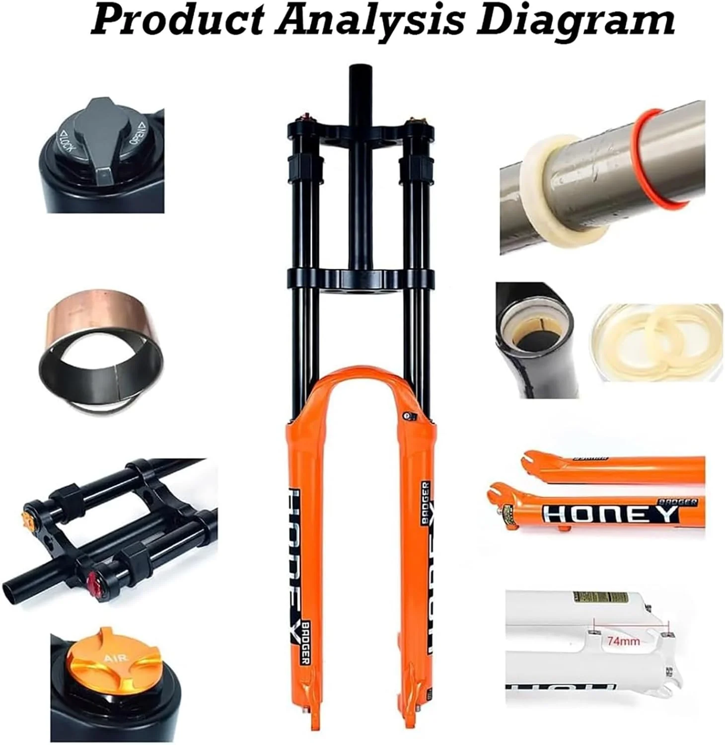دوشاخ بادی کمک فنر دوچرخه کوهستان DH سایز 26/27.5/29 اینچ، کورس 160 میلی متر آلیاژ منیزیم 28.6 میلی متر دوشاخ کمک فنر دوچرخه کوهستانی دو شانه‌ای A,27.5in