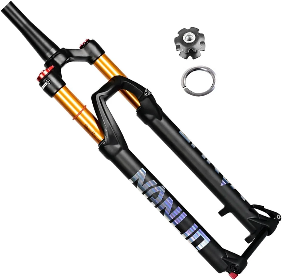 دوشاخ جلوی دوچرخه کوهستان، لوله فرمان مخروطی 1-1/2 اینچ، دوشاخ تعلیق بادی دوچرخه کوهستان سایز 26 27.5 29 اینچ، طول حرکت 120 میلی متر، محور Thru 100 * 15 میلی متر با قابلیت تنظیم میرایی دوشاخ جلوی دوچرخه کوهستان، لوله فرمان مخروطی 1-1/2 اینچ، دوشاخ تعلیق بادی دوچرخه کوهستان سایز 26 27.5 29 اینچ، طول حرکت 120 میلی متر، محور Thru 100 * 15 میلی متر با قابلیت تنظیم میرایی