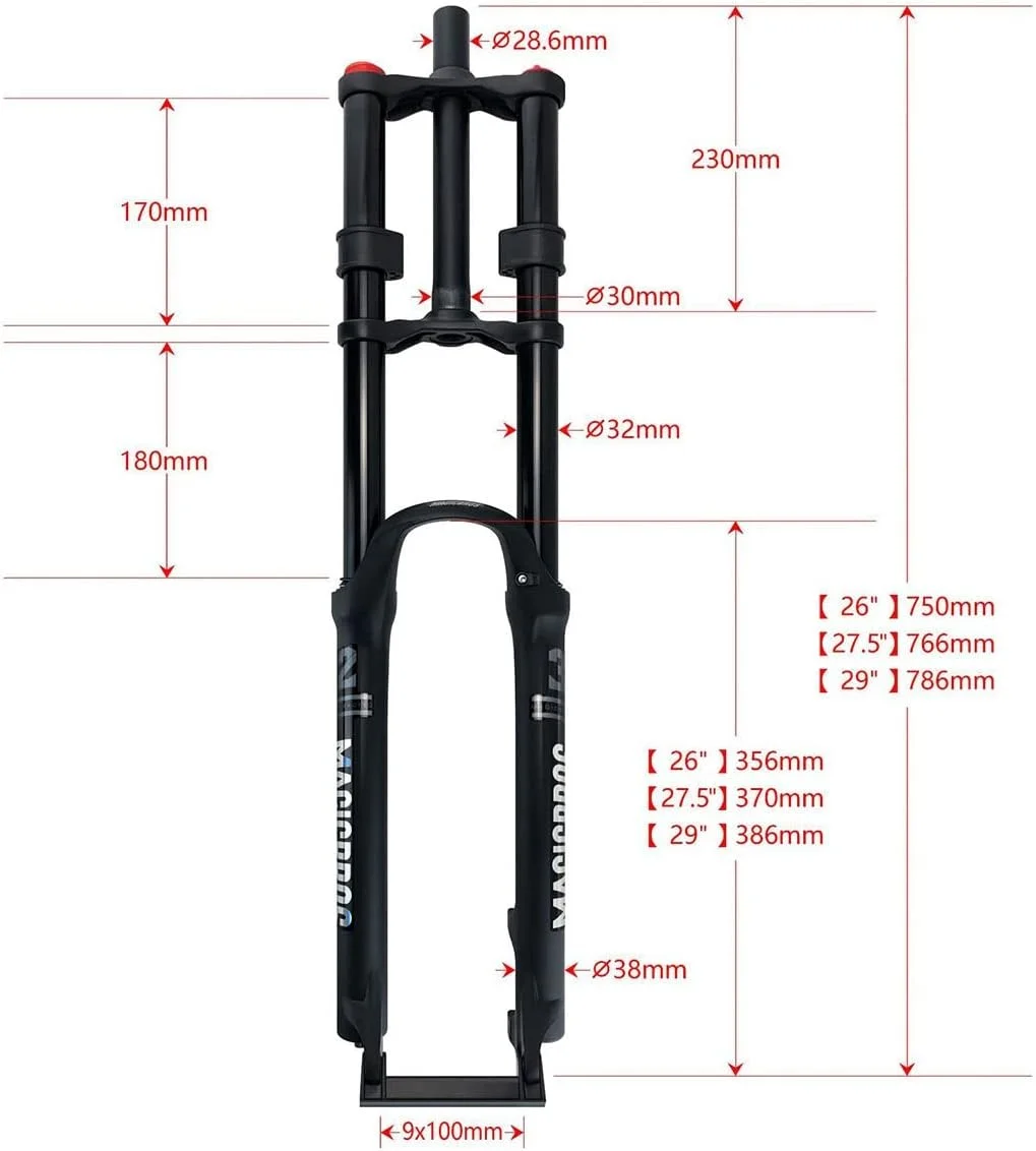 دوشاخ جلو دوچرخه کوهستان سایز 26 27.5 29 اینچ، دوشاخ دوشانه، دیسک ترمز، 160 میلی متر حرکت (سایز: 26")