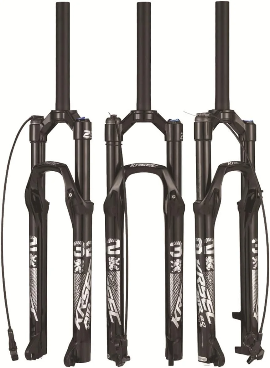 دوشاخ تعلیق بادی دوچرخه کوهستان سایز 26 27.5 29 اینچ، کمک فنر جلو با حرکت 120 میلی متر، رهاسازی سریع 100×9 میلی متر، لوله مستقیم 1-1/8 اینچ، ترمز دیسکی XC AM