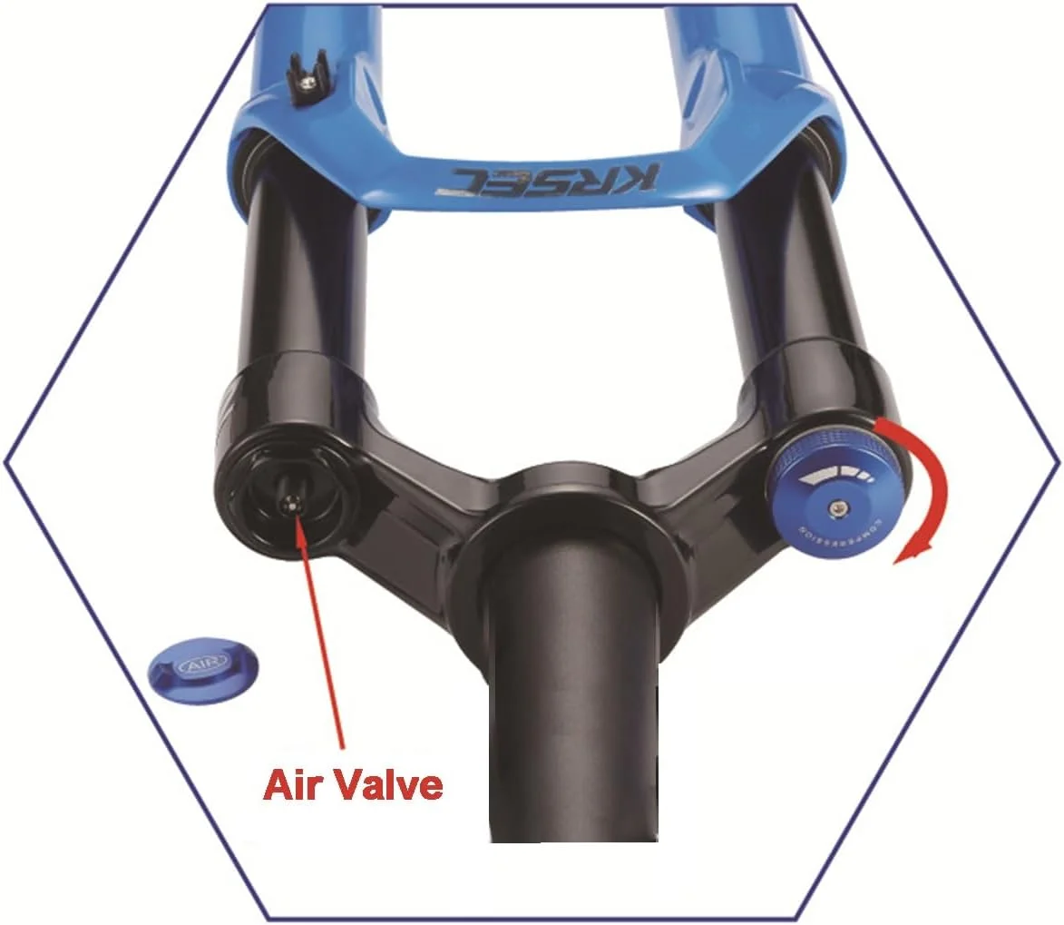 دوشاخ تعلیق بادی دوچرخه کوهستان سایز 26 27.5 29 اینچ، کمک فنر جلو با حرکت 120 میلی متر، رهاسازی سریع 100×9 میلی متر، لوله مستقیم 1-1/8 اینچ، ترمز دیسکی XC AM
