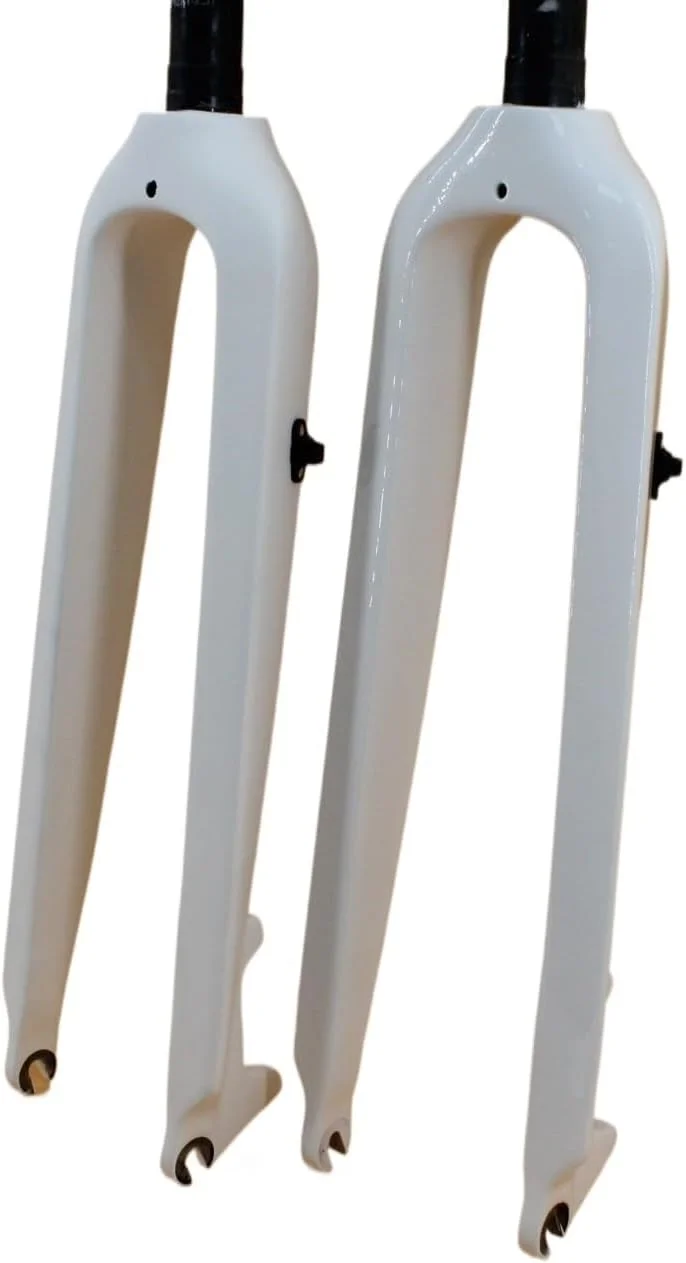 دوشاخ دوچرخه تمام کربن فیبر سفید، دوشاخ جلوی دوچرخه دیسکی مناسب دوچرخه کوهستان سایز 26 و 29