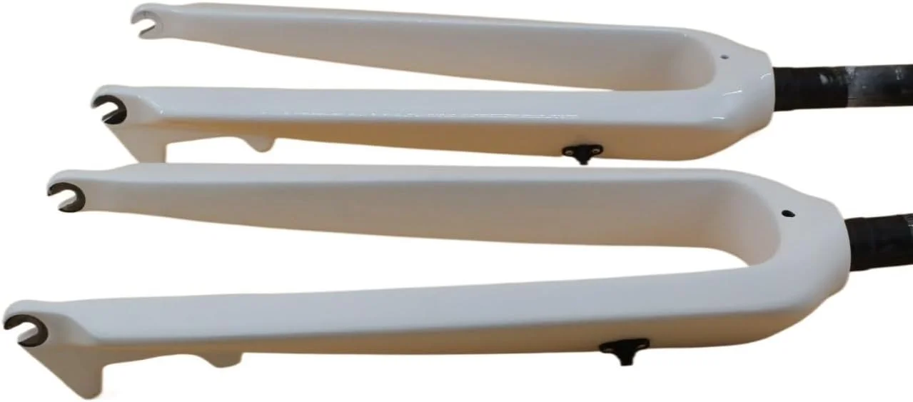 دوشاخ دوچرخه تمام کربن فیبر سفید، دوشاخ جلوی دوچرخه دیسکی مناسب دوچرخه کوهستان سایز 26 و 29