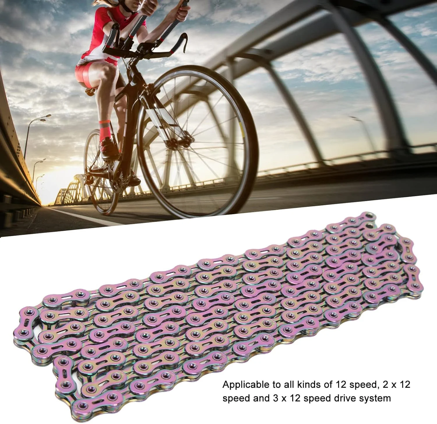 زنجیر دوچرخه 12 سرعته | فولاد آلیاژی توخالی کامل | جایگزین برای سیستم محرکه 12 سرعته، 2 X 12 سرعته و 3 X 12 سرعته زنجیر دوچرخه 12 سرعته | فولاد آلیاژی توخالی کامل | جایگزین برای سیستم محرکه 12 سرعته، 2 X 12 سرعته و 3 X 12 سرعته