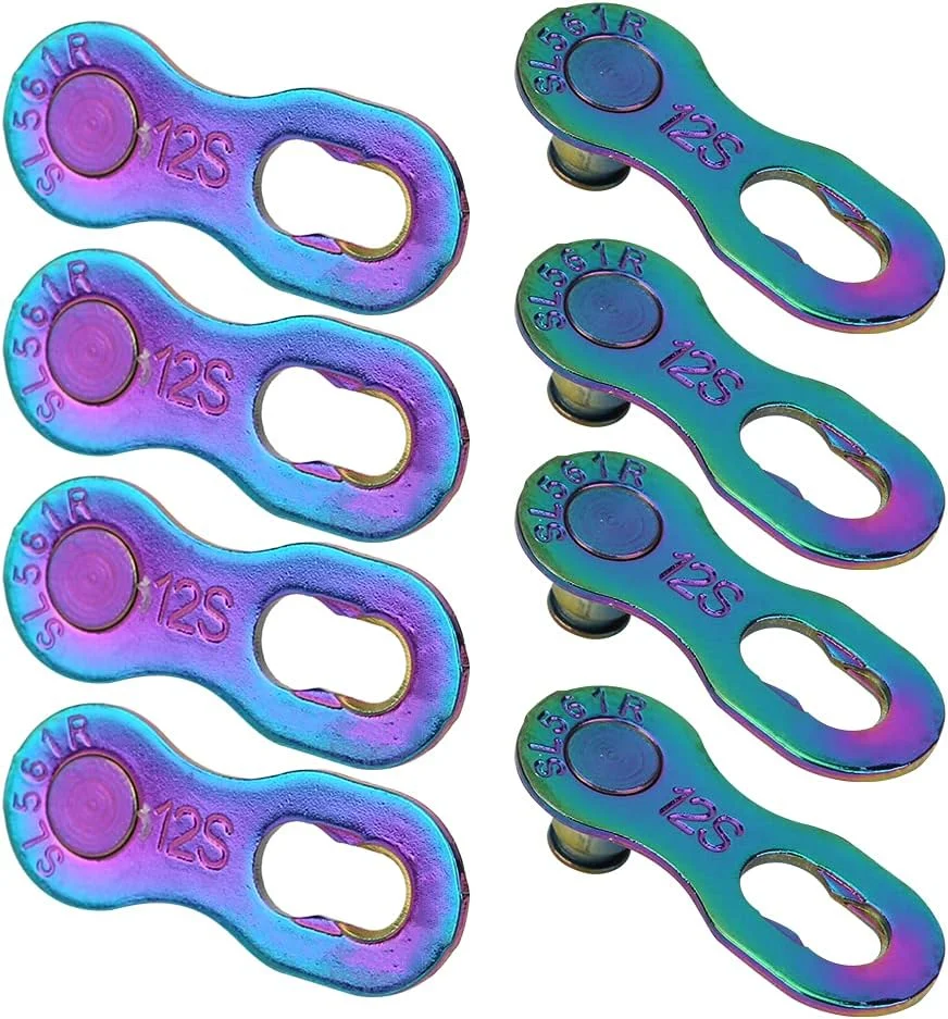 اتصال دهنده زنجیر دوچرخه 12 سرعته استیل سوراندی، مونتاژ کارآمد برای مجموعه زنجیر دوچرخه کوهستانی و جاده ای، 4 جفت (رنگی)