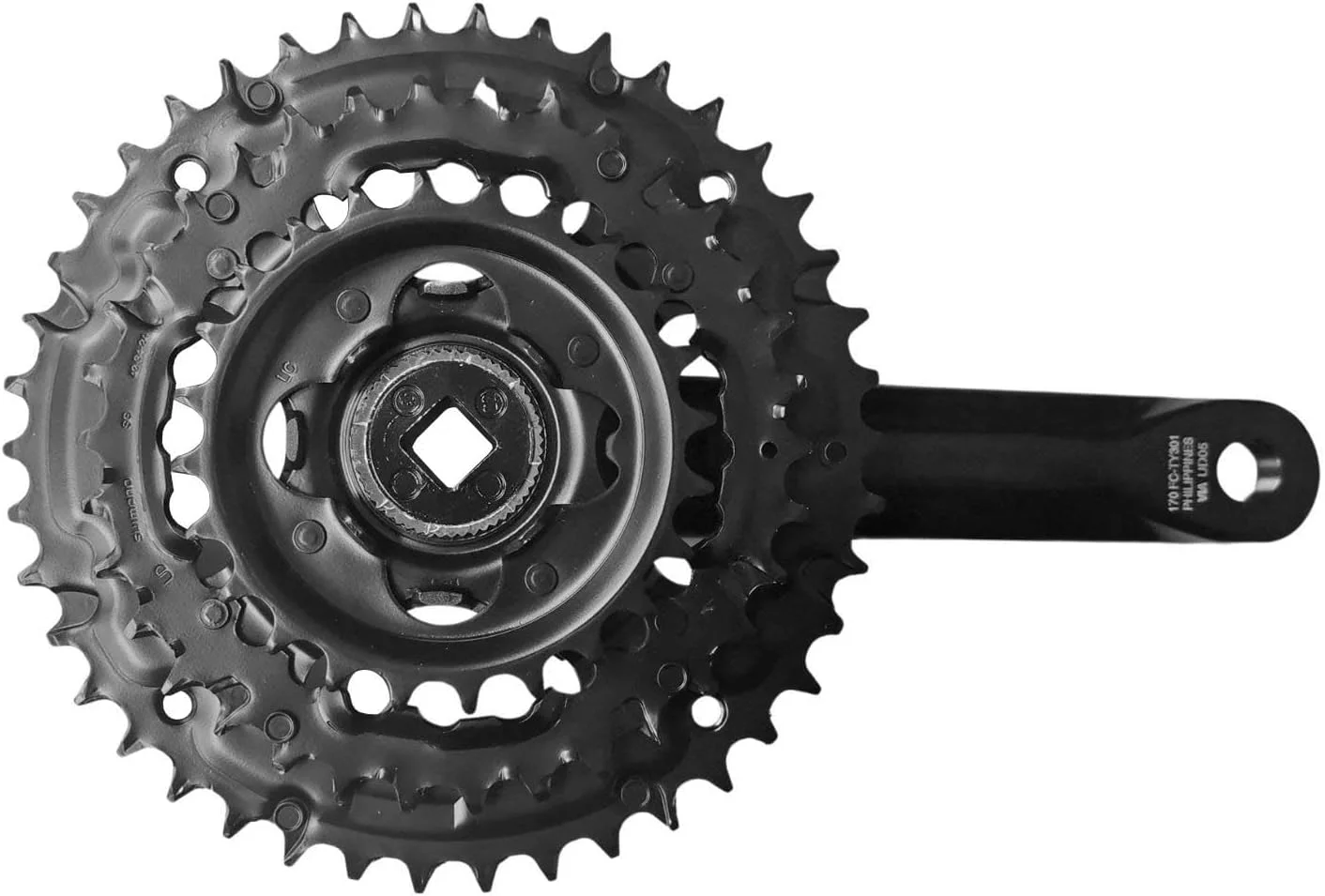 ست دنده دوچرخه Shimano Tourney FC-TY301 مربع 42-34-24 دندانه برای 3x6/7/8 سرعته 170 میلی متر