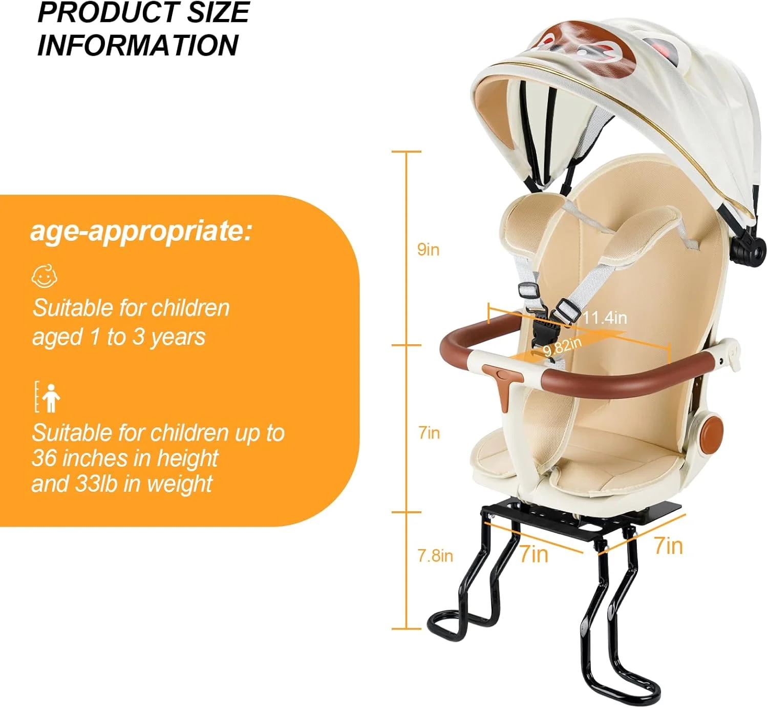 صندلی کودک دوچرخه پشتی، صندلی دوچرخه پشتی قابل تنظیم، صندلی کودک پشتی تاشو و چرخشی، صندلی راحت جدید کودک پشتی، مناسب برای اکثر فریم های عقب دوچرخه