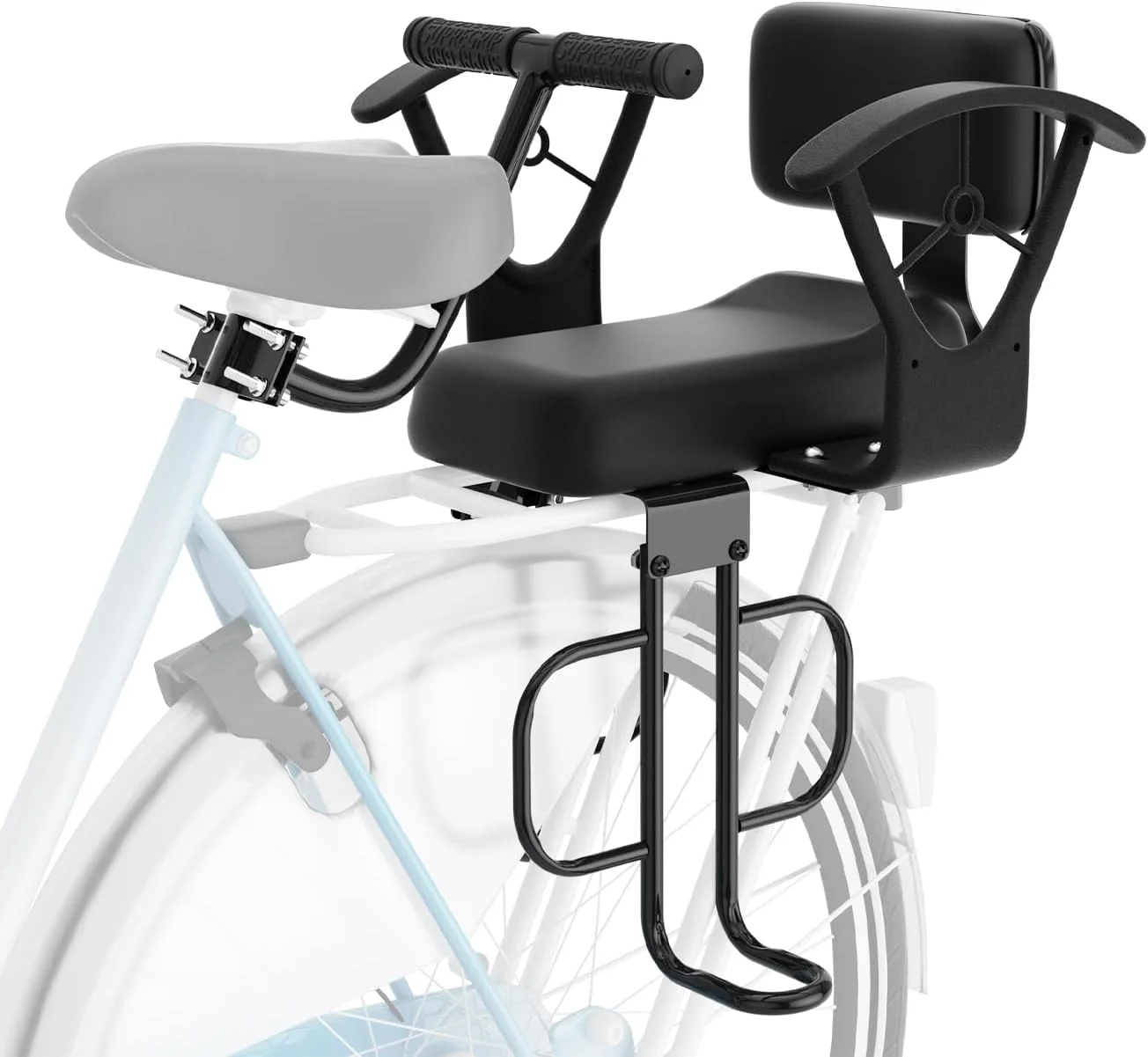 صندلی کودک دوچرخه پشتی، صندلی کودک نصب شده در عقب دوچرخه، صندلی کودک پشتی با تکیه گاه بازو پدال پا، صندلی عقب دوچرخه با قابلیت تنظیم عرض، مناسب برای تمام فریم های عقب دوچرخه…