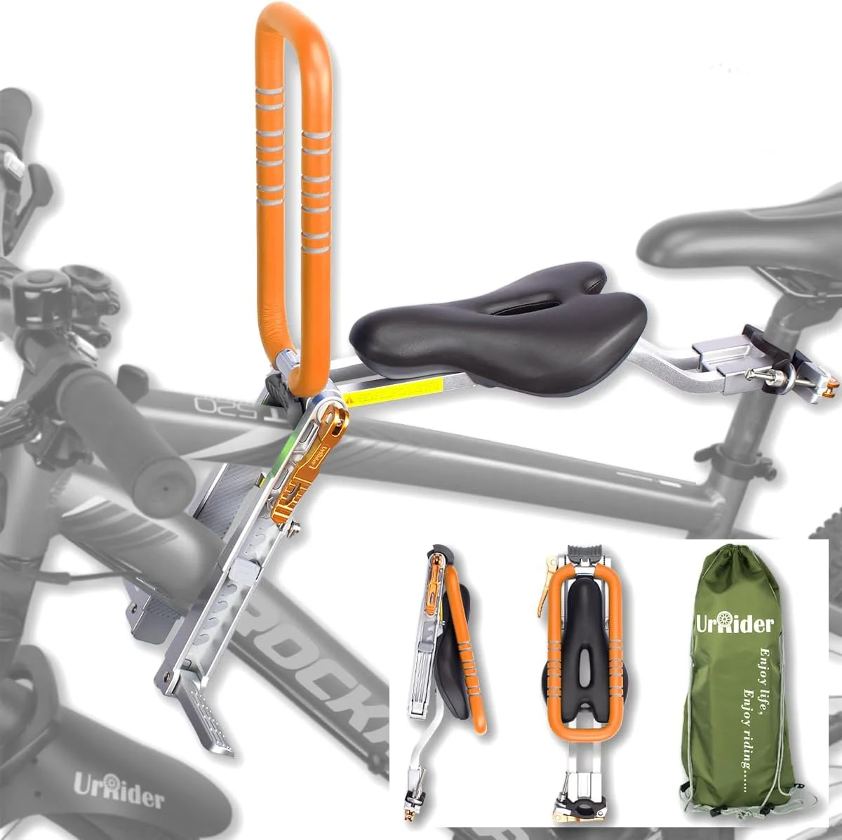 صندلی دوچرخه کودک، مناسب برای دوچرخه‌های کوهستانی، شهری و تاشو، صندلی جلویی دوچرخه کودک، تاشو، فوق سبک و قابل حمل، بدون نیاز به ابزار، با ضامن رهاسازی سریع، ارتقا یافته، مناسب برای کودکان 2 تا 6 سال