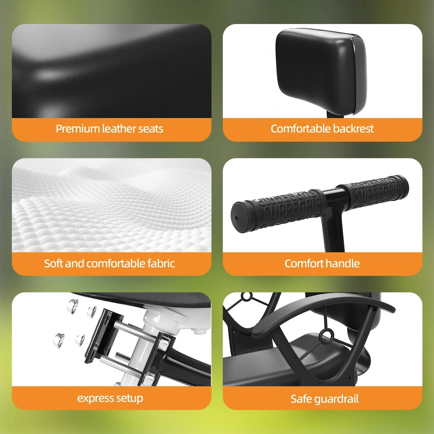 صندلی کودک دوچرخه پشتی، صندلی کودک نصب شده در عقب دوچرخه، صندلی کودک پشتی با تکیه گاه بازو پدال پا، صندلی عقب دوچرخه با قابلیت تنظیم عرض، مناسب برای تمام فریم های عقب دوچرخه…