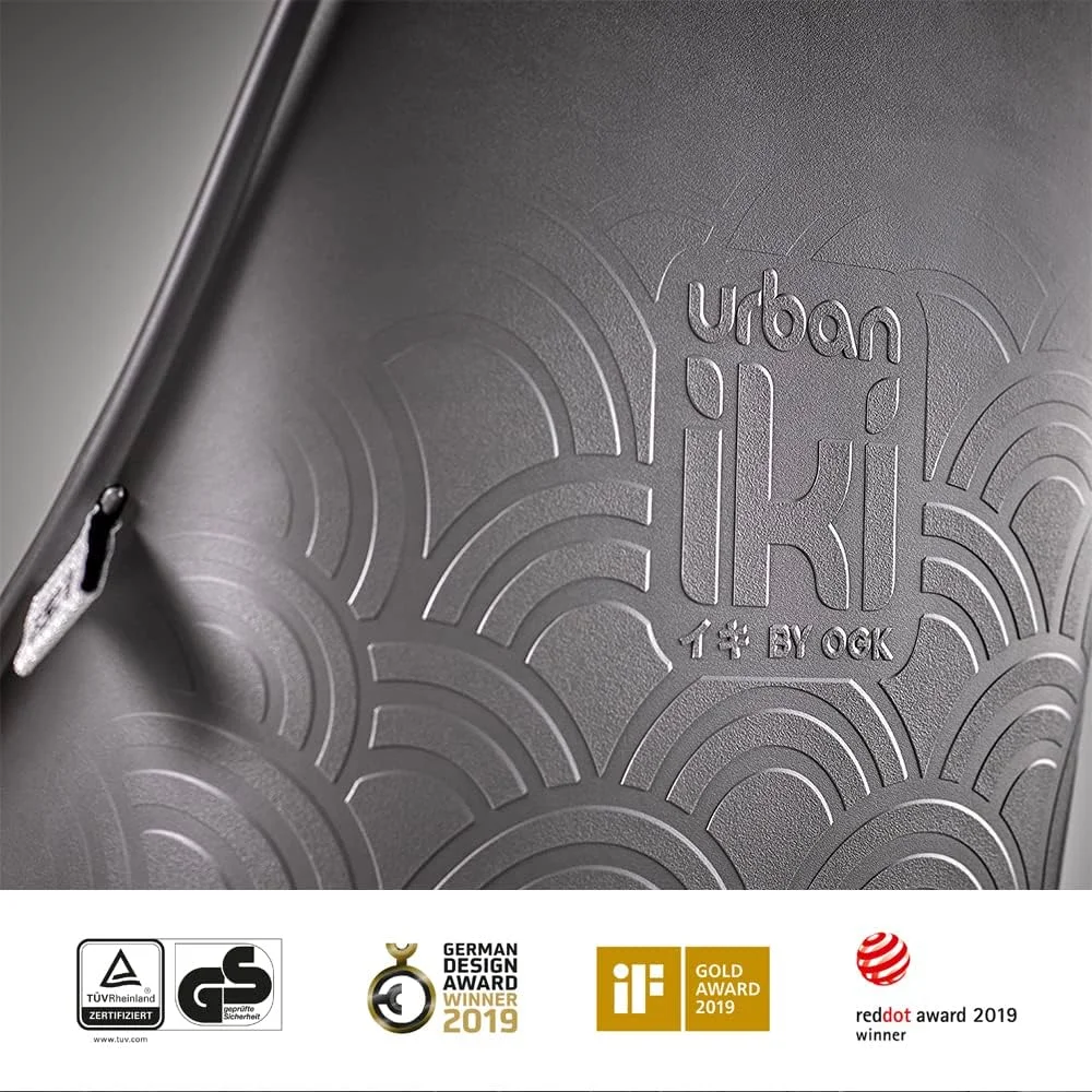 صندلی کودک شهری ایکی برای نصب روی باربند عقب، مشکی بینچو/قهوه ای کارومی