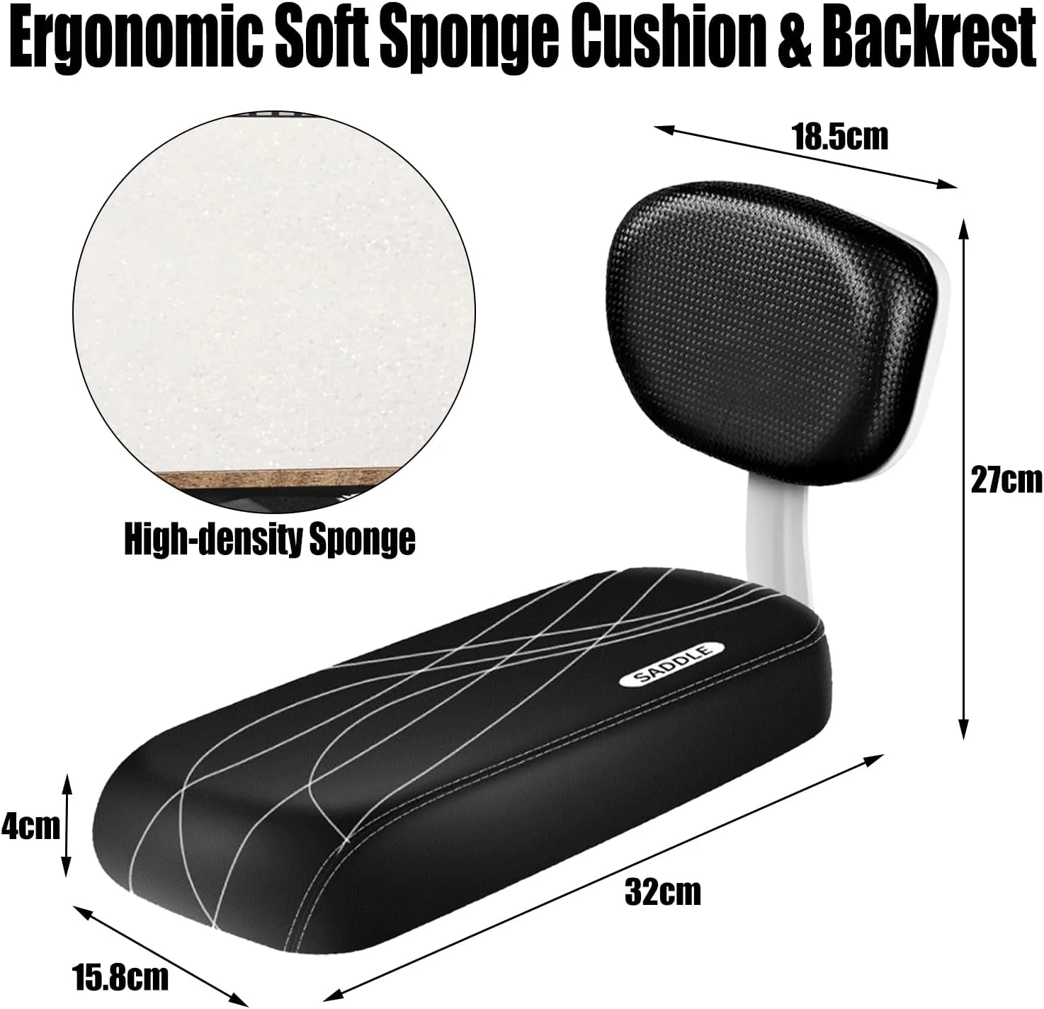 کوسن صندلی عقب دوچرخه برای سرنشین، مناسب برای دوچرخه کوهستان، صندلی راحت برای سرنشین و صندلی عقب کودکان