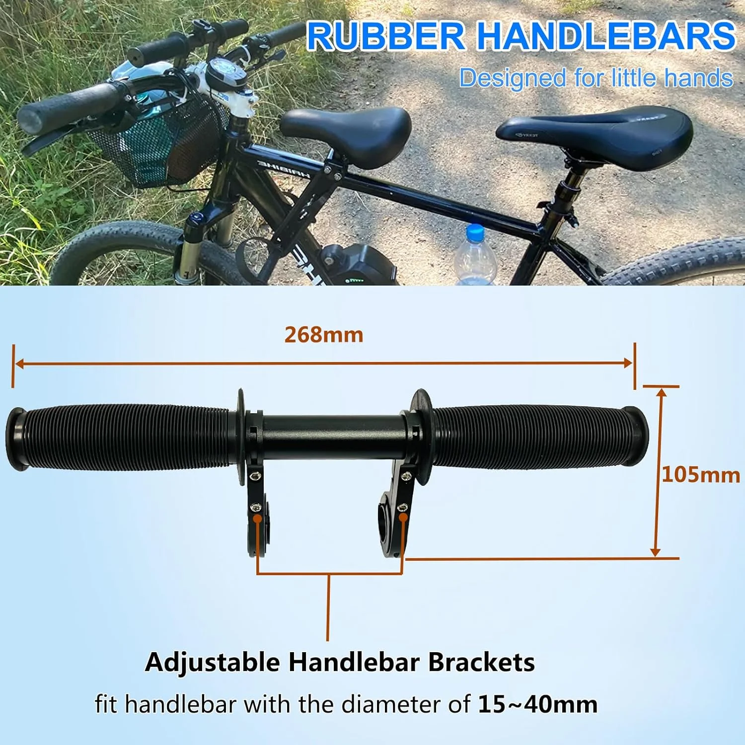 صندلی جلوی دوچرخه کودک، صندلی دوچرخه کودک قابل جابجایی با فرمان و پدال برای کودکان 2 تا 6 سال (تا 30 کیلوگرم)، صندلی دوچرخه کودک، صندلی کودک برای دوچرخه کوهستان