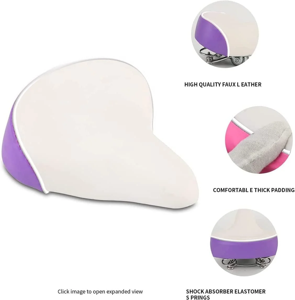 زین دوچرخه پهن و راحت کودکانه - صندلی جایگزین برای دوچرخه های دخترانه 12-20 اینچی، دوچرخه کوهستانی و دوچرخه جاده ای، مناسب برای لوله زین 22.2 میلی متری