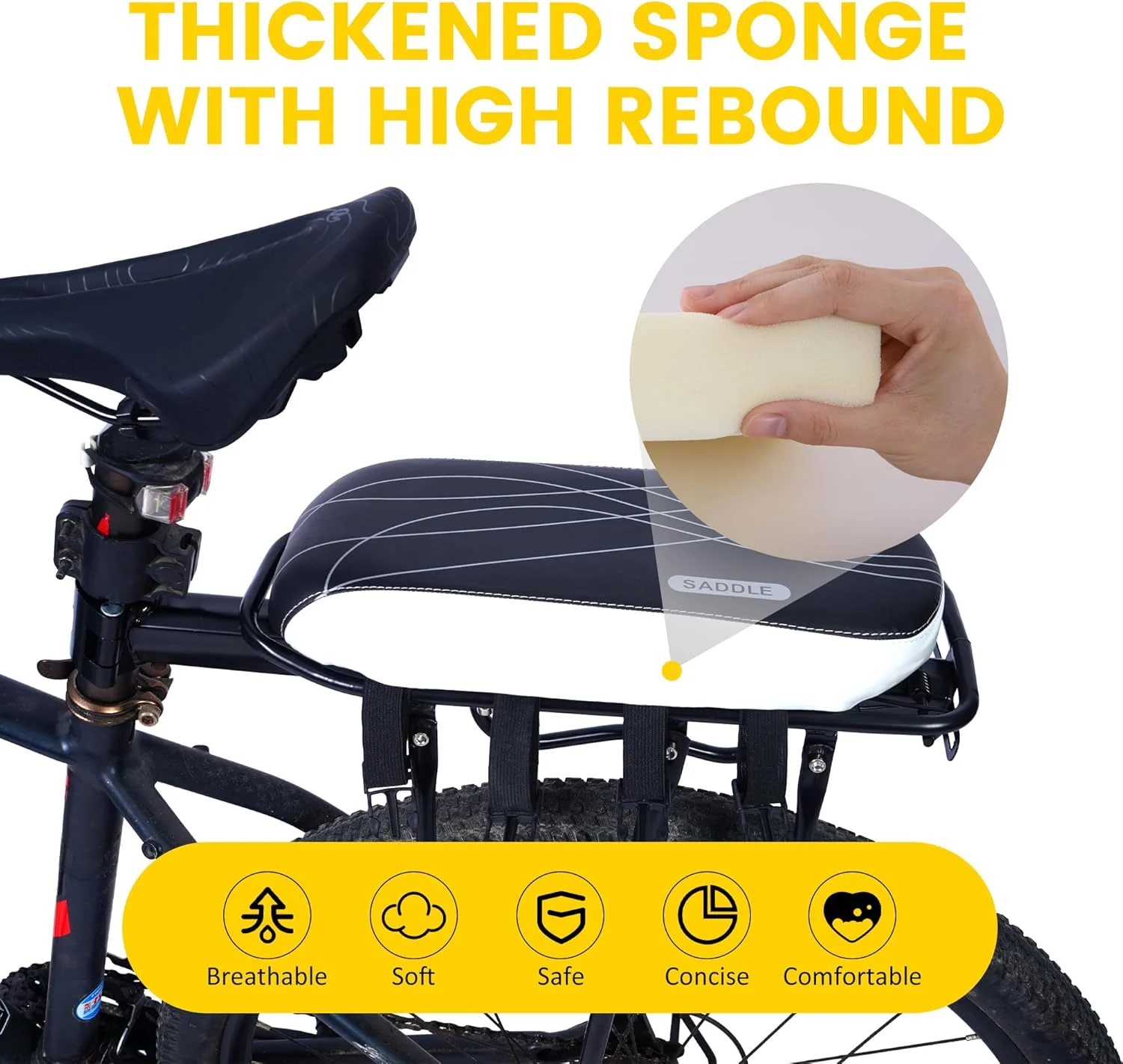 صندلی عقب دوچرخه با کوسن، صندلی عقب دوچرخه کودک، صندلی پشتی دوچرخه، کوسن صندلی عقب دوچرخه، زین عقب دوچرخه، صندلی عقب کودک برای دوچرخه کوهستان