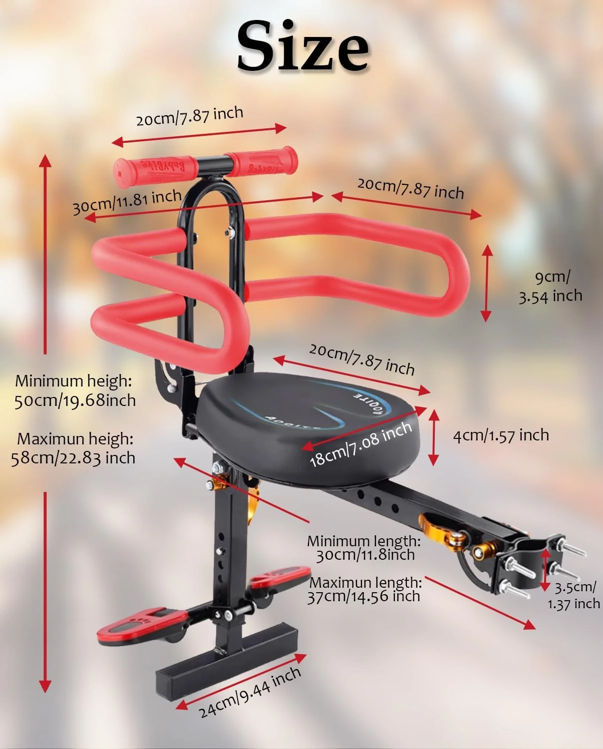 صندلی کودک دوچرخه، صندلی کودک با پشتی، تکیه گاه دست و محافظ، صندلی کودک دوچرخه برقی برای کودکان 2 تا 6 سال، پشتی صندلی بلند برای ایمنی بیشتر در کوهستان