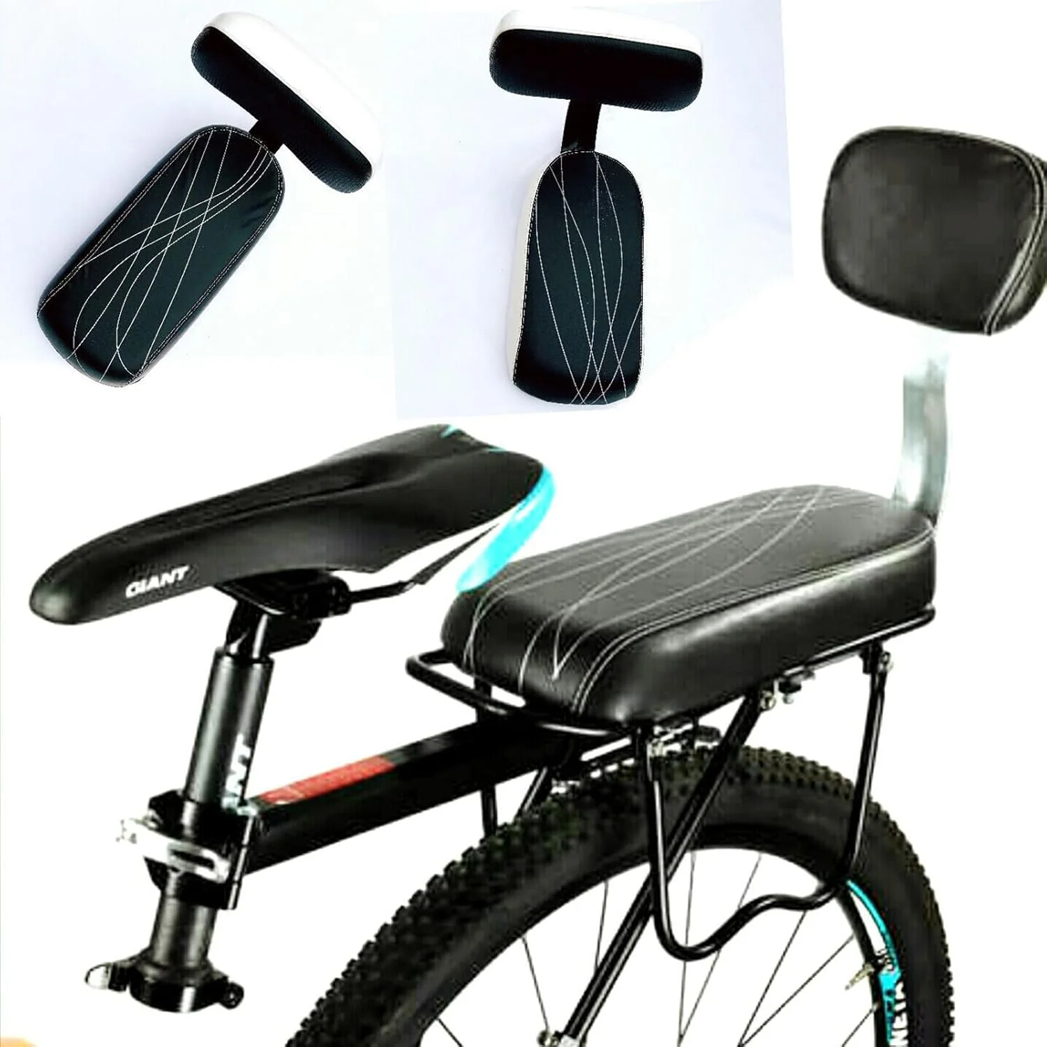 صندلی دوچرخه کودک - کوسن دوچرخه کوهستانی چرمی PU با پشتی