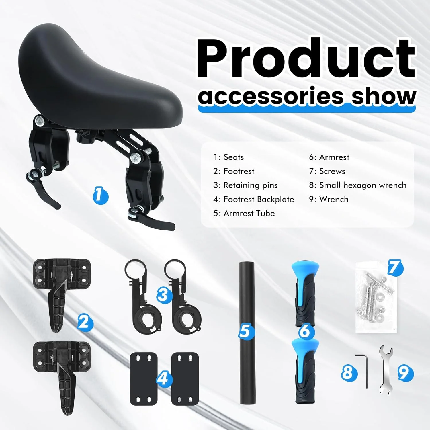 صندلی دوچرخه کودک، صندلی دوچرخه برای کودکان 2 تا 5 سال، صندلی دوچرخه کودک با نصب در جلو به همراه پدال و دسته