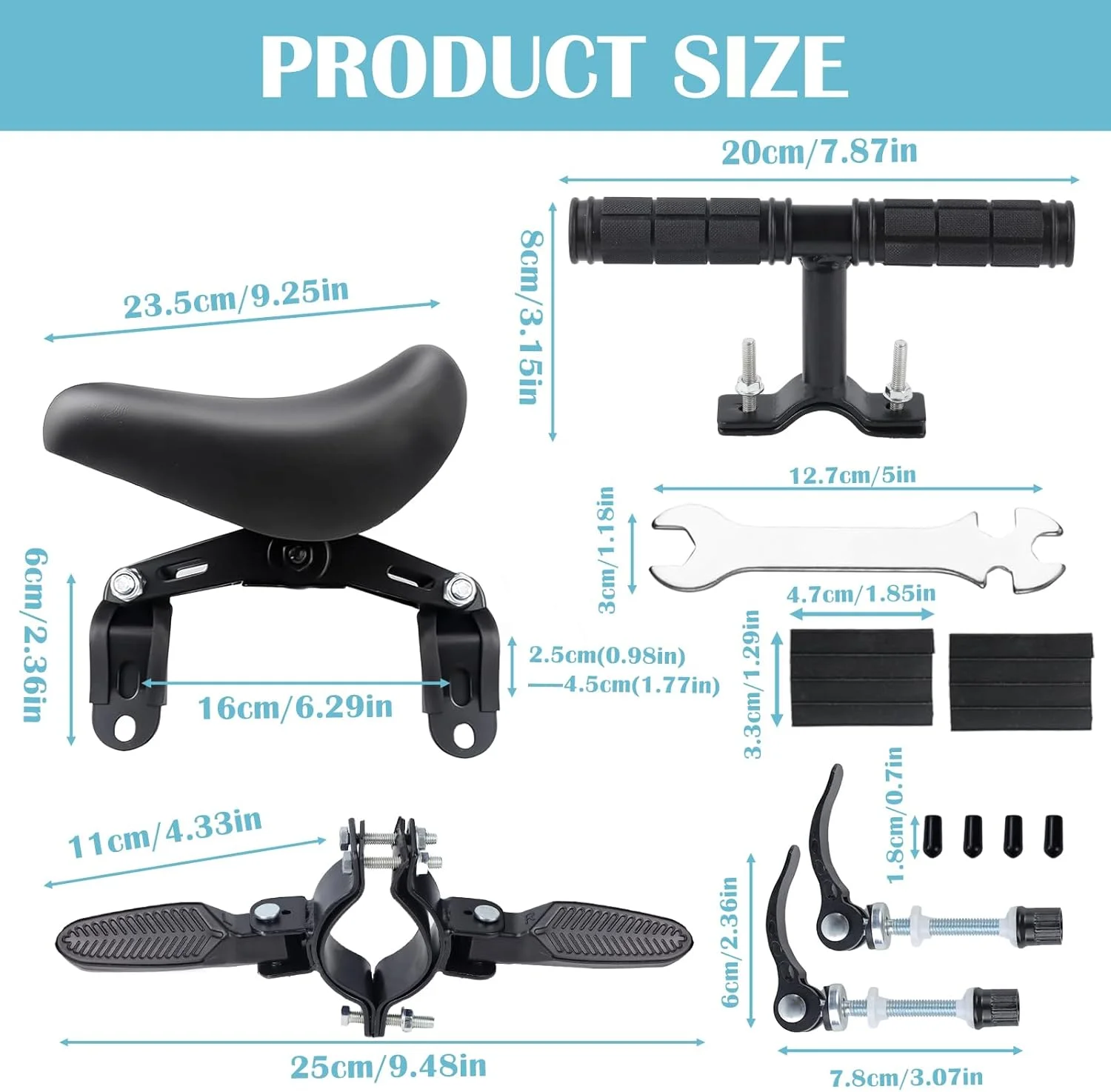 صندلی دوچرخه کودک صندلی کودک دوچرخه کوهستان صندلی های دوچرخه نصب شده در جلو برای کودکان با پدال و دسته مناسب برای کودکان 2-6 ساله برای دوچرخه های کوهستانی