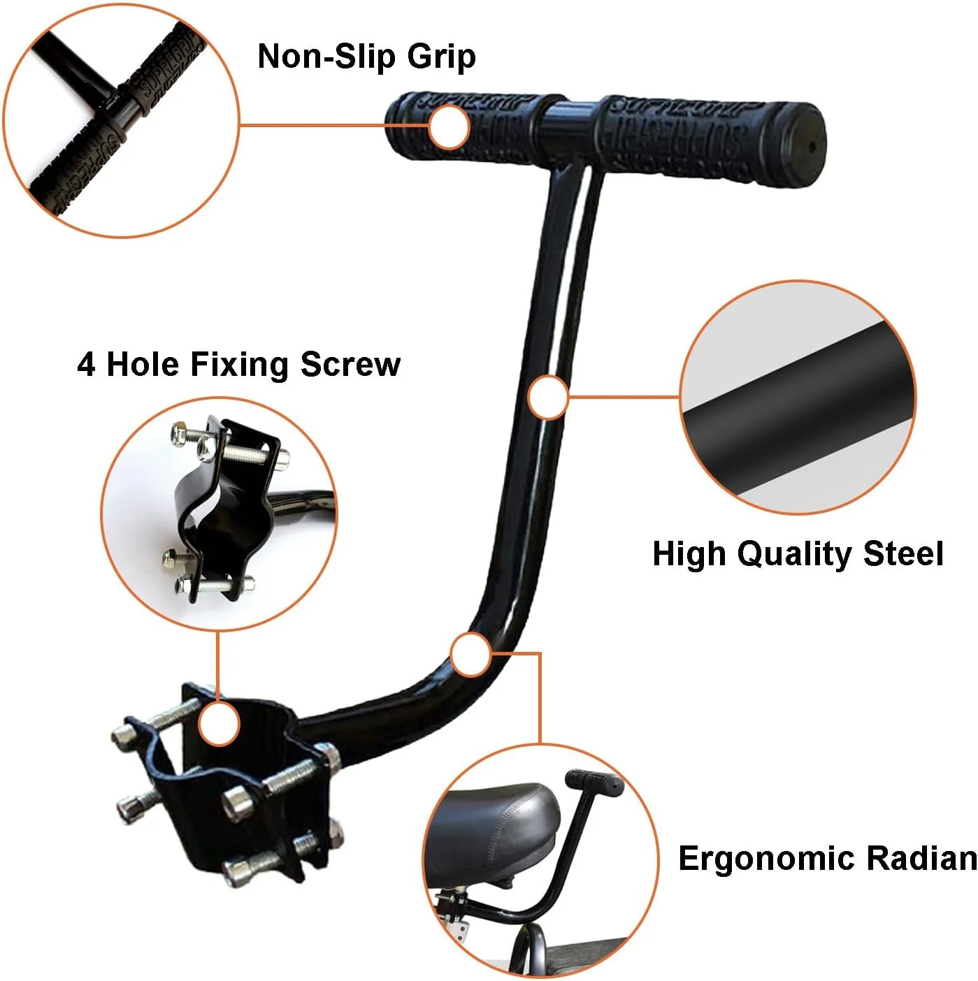 دستگیره صندلی عقب دوچرخه، فرمان دوچرخه کوهستان و جاده، دستگیره ایمنی کودک، تکیه گاه و دستگیره استراحت دوچرخه