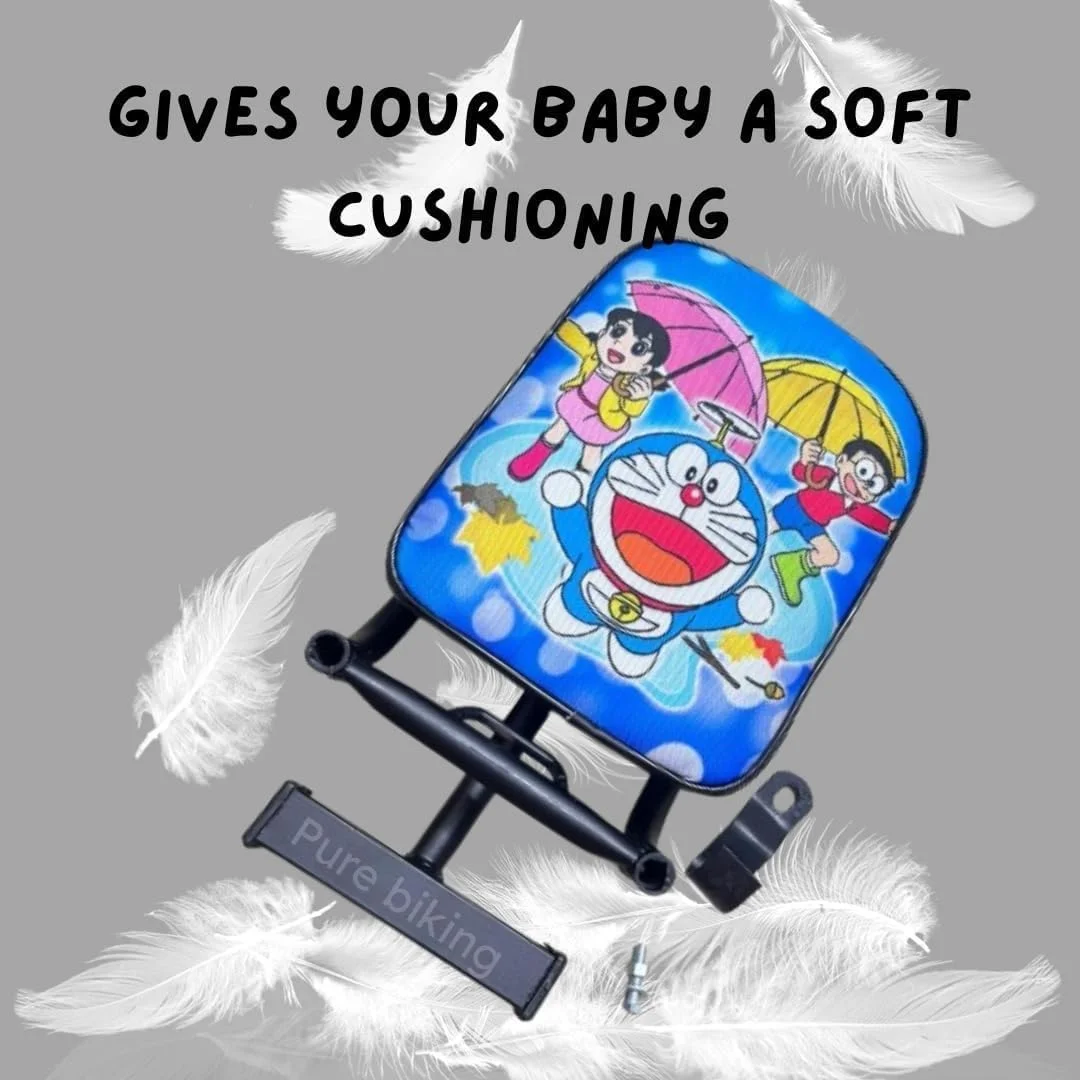 صندلی تاشو کودک Ride Emeral با طرح جذاب کارتونی دورایمون برای کودکان، سازگار با TVS، Hero، Suzuki، Honda Activa 5G، Activa 6G (دورایمون آبی)