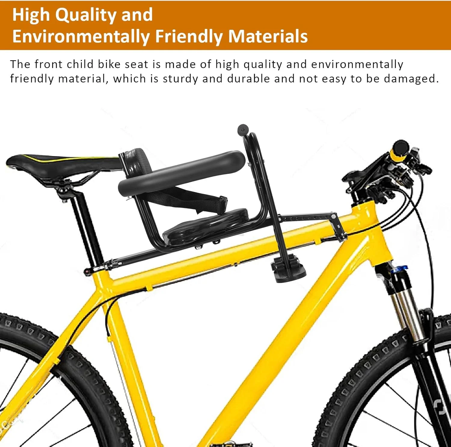 صندلی جلویی دوچرخه کودک، صندلی کودک قابل جابجایی برای دوچرخه، مناسب برای کودکان 2 تا 6 سال (تا 30 کیلوگرم)، مناسب برای دوچرخه های کوهستانی، دوچرخه های شهری، دوچرخه های تاشو