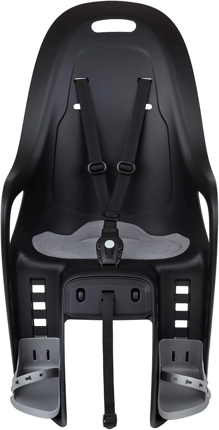 صندلی کودک دوچرخه پشتی مدل Koari 8408200002 برای باربند - طراحی مینیمالیستی و نصب بدون ابزار، و راحتی برای کودکان 9 ماهه تا 6 ساله، مشکی/خاکستری