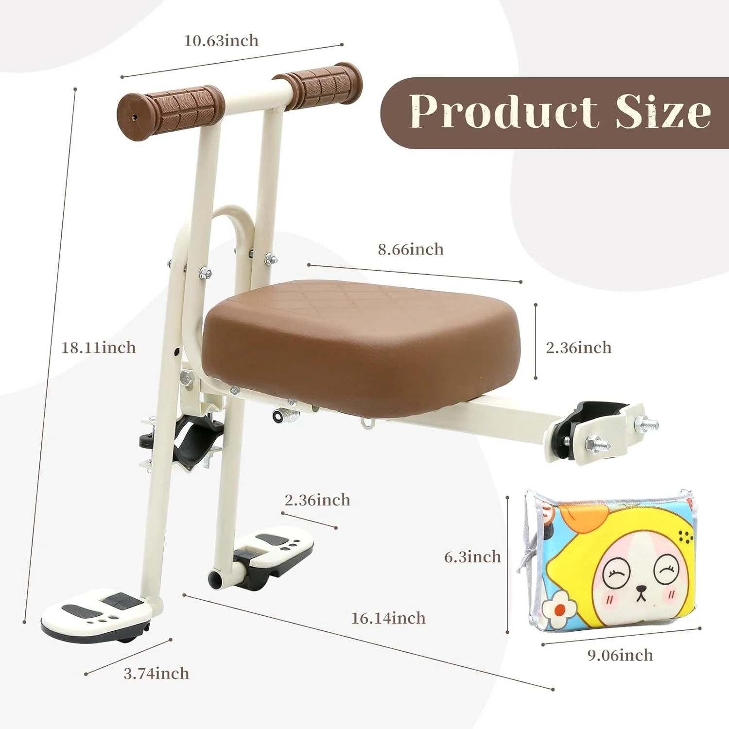 صندلی دوچرخه کودک نصب شده در جلو به همراه دسته فرمان، صندلی دوچرخه کودک نوپا قابل جدا شدن، صندلی دوچرخه با پدال پا برای کودکان 2 تا 5 سال سازگار با تمام دوچرخه های کوهستانی بزرگسالان