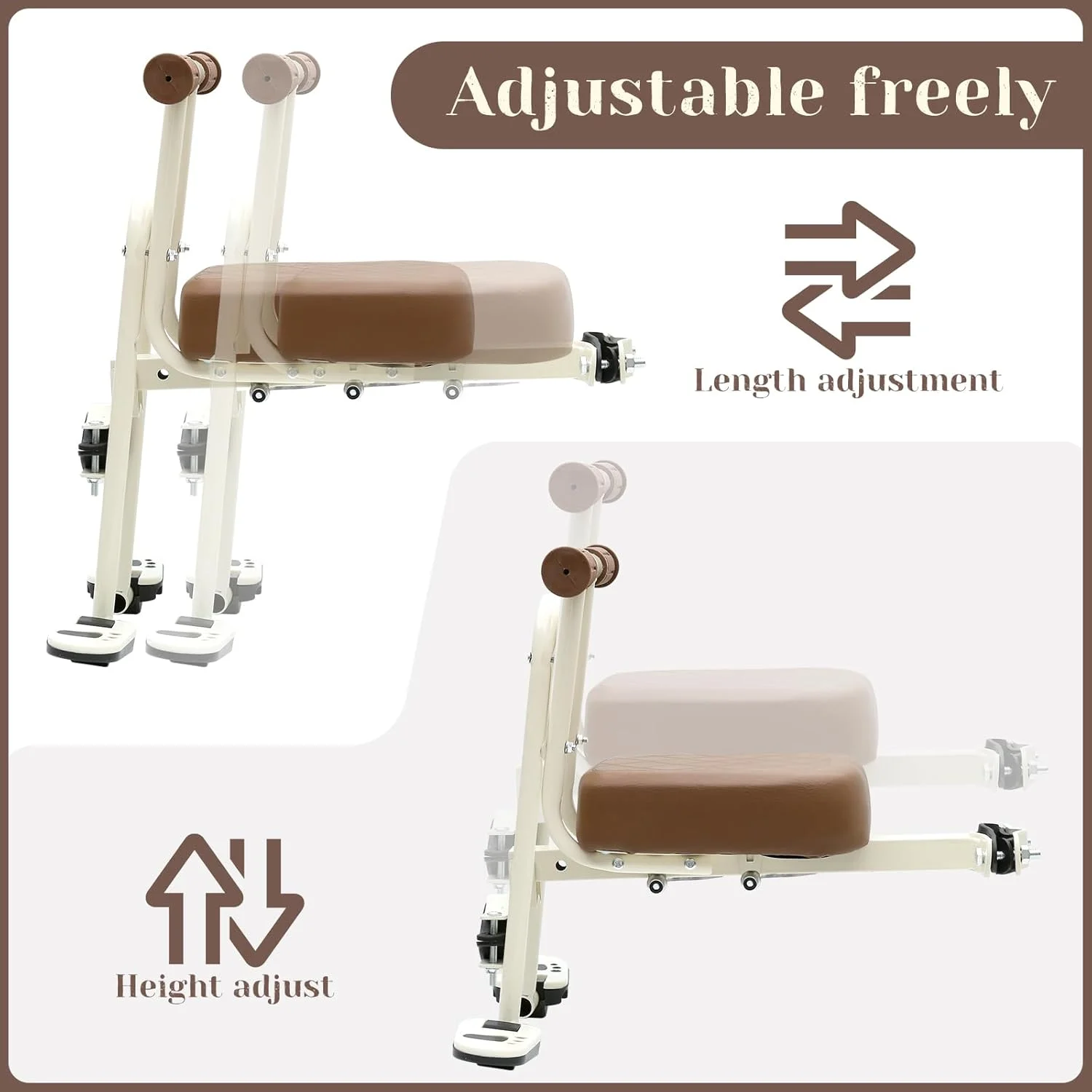 صندلی دوچرخه کودک نصب شده در جلو به همراه دسته فرمان، صندلی دوچرخه کودک نوپا قابل جدا شدن، صندلی دوچرخه با پدال پا برای کودکان 2 تا 5 سال سازگار با تمام دوچرخه های کوهستانی بزرگسالان