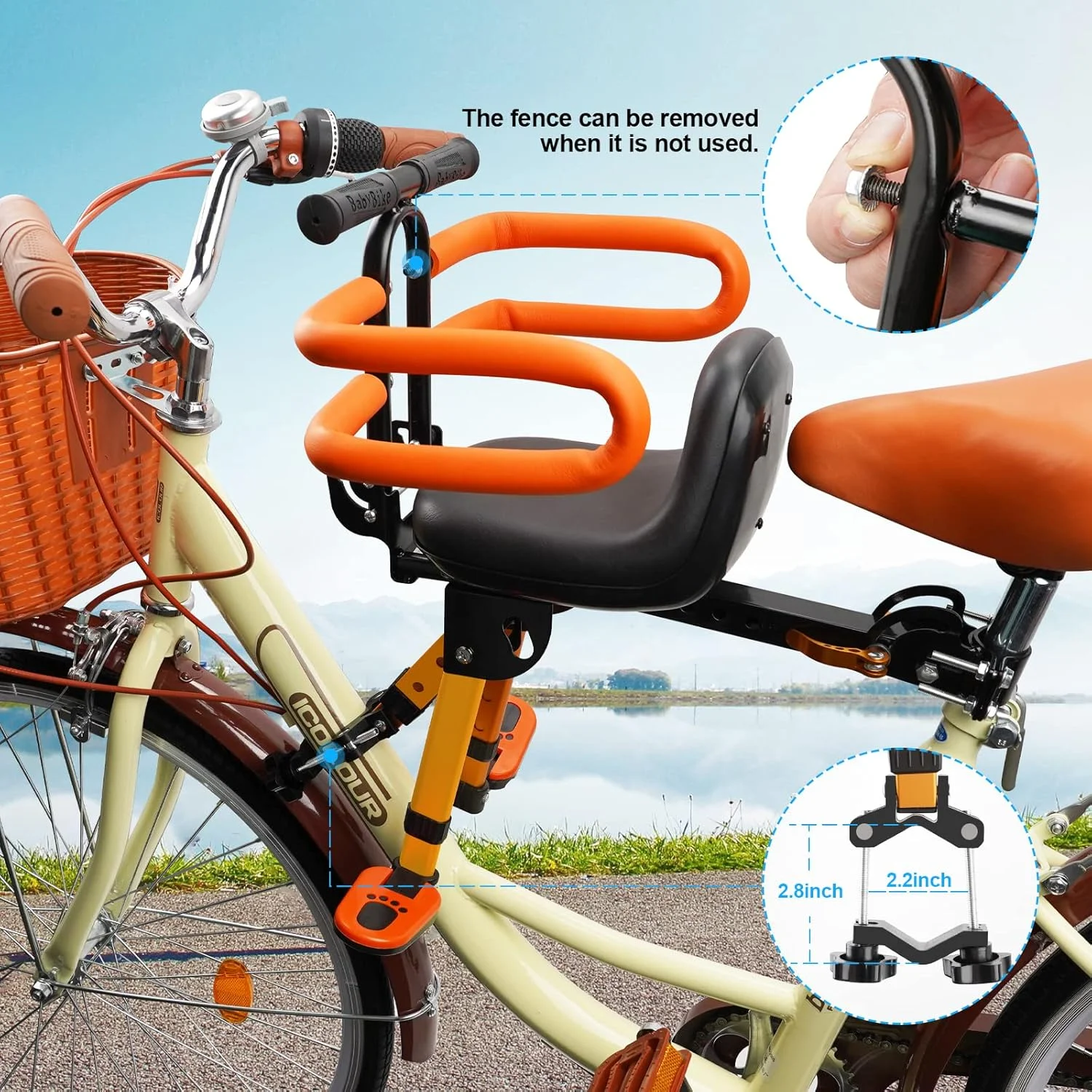 صندلی جلویی دوچرخه کودک، صندلی جمع‌شونده کودک که در قسمت جلویی دوچرخه نصب می‌شود، مناسب برای کودکان 2 تا 6 سال