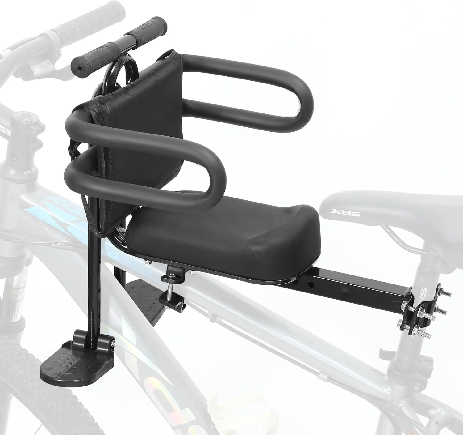 صندلی دوچرخه کودک نصب شده در جلو به همراه دسته فرمان، صندلی دوچرخه کودک نوپا قابل جدا شدن نصب شده در جلو با پدال های پا برای کودکان 2 تا 5 سال سازگار با تمام دوچرخه های کوهستانی بزرگسالان