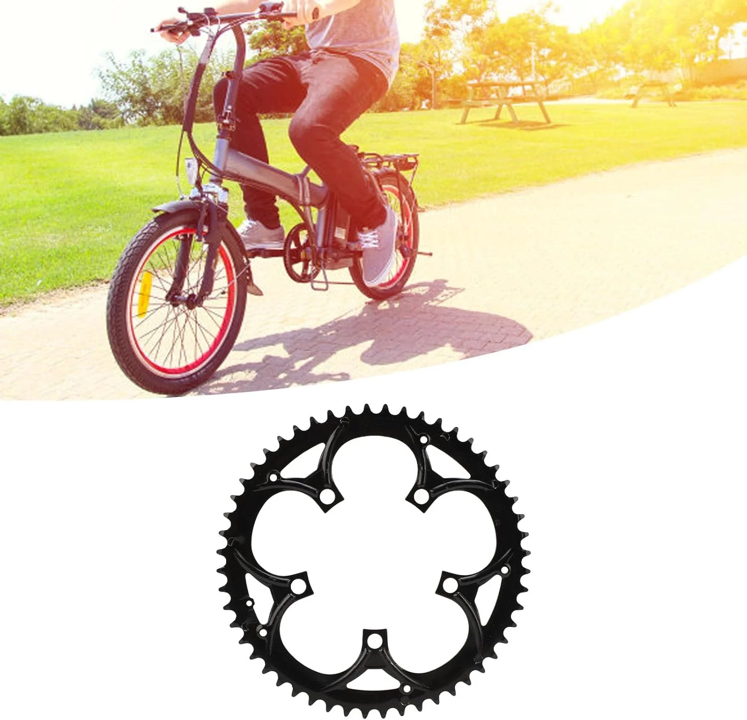 چرخ زنجیر 52T، چرخ دنده فولادی کاهش اصطکاک برای موتور میانی TSDZ‑2 TSDZ‑2B چرخ زنجیر 52T، چرخ دنده فولادی کاهش اصطکاک برای موتور میانی TSDZ‑2 TSDZ‑2B